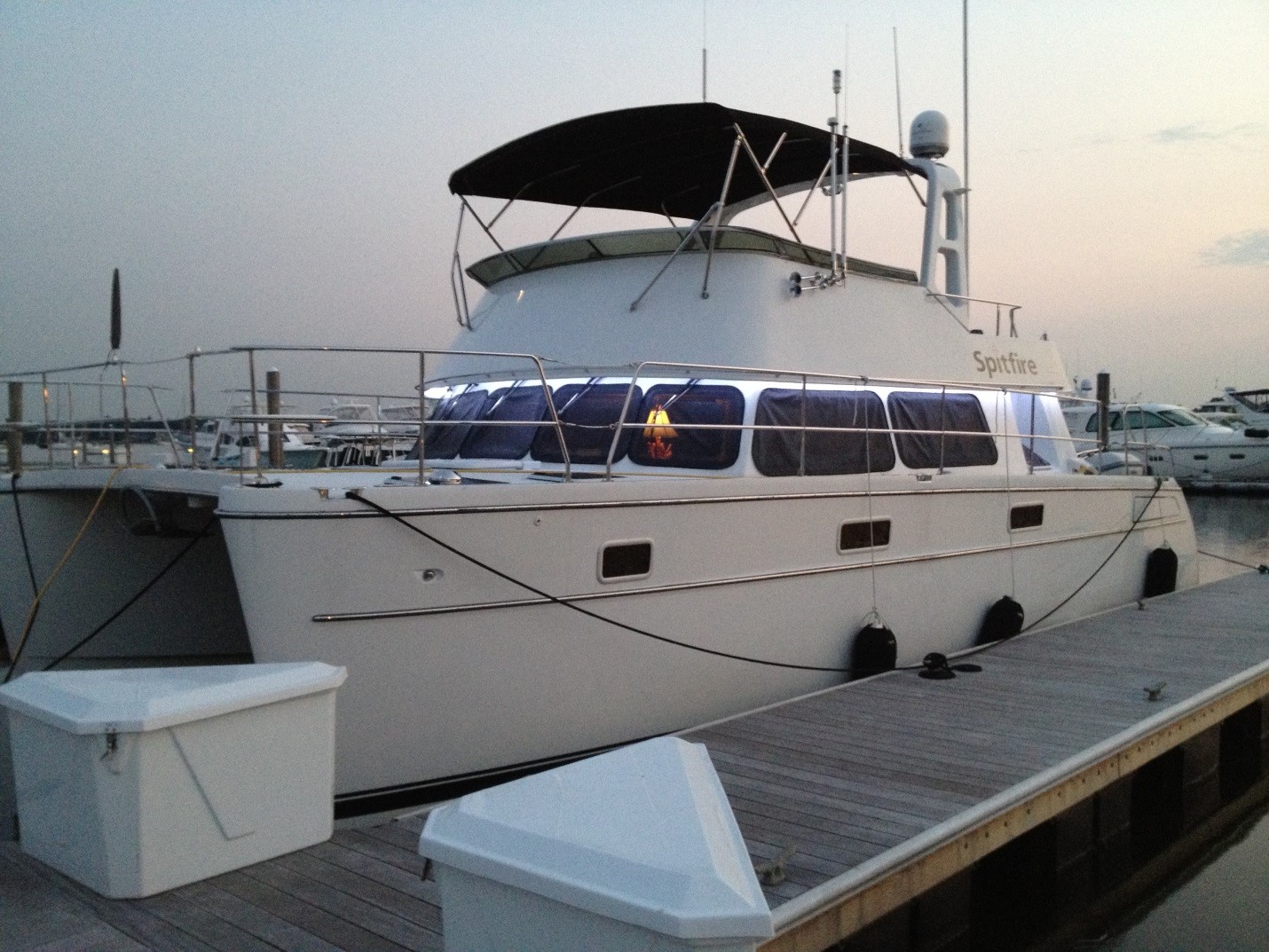 The Imtra eyebrow rope lighting is connected to the ship’s courtesy lights and makes it special when returning to the boat after an evening ashore. Being LEDs, it does not drain the batteries soalso is a pleasant sight when returning to the boat by dinghy in a quiet anchorage.