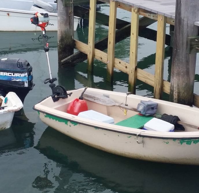 I did not include ALL possible propulsion options for your dinghy, such as this homemade long tail outboard created from a small two-stroke weed trimmer. Guess it works...