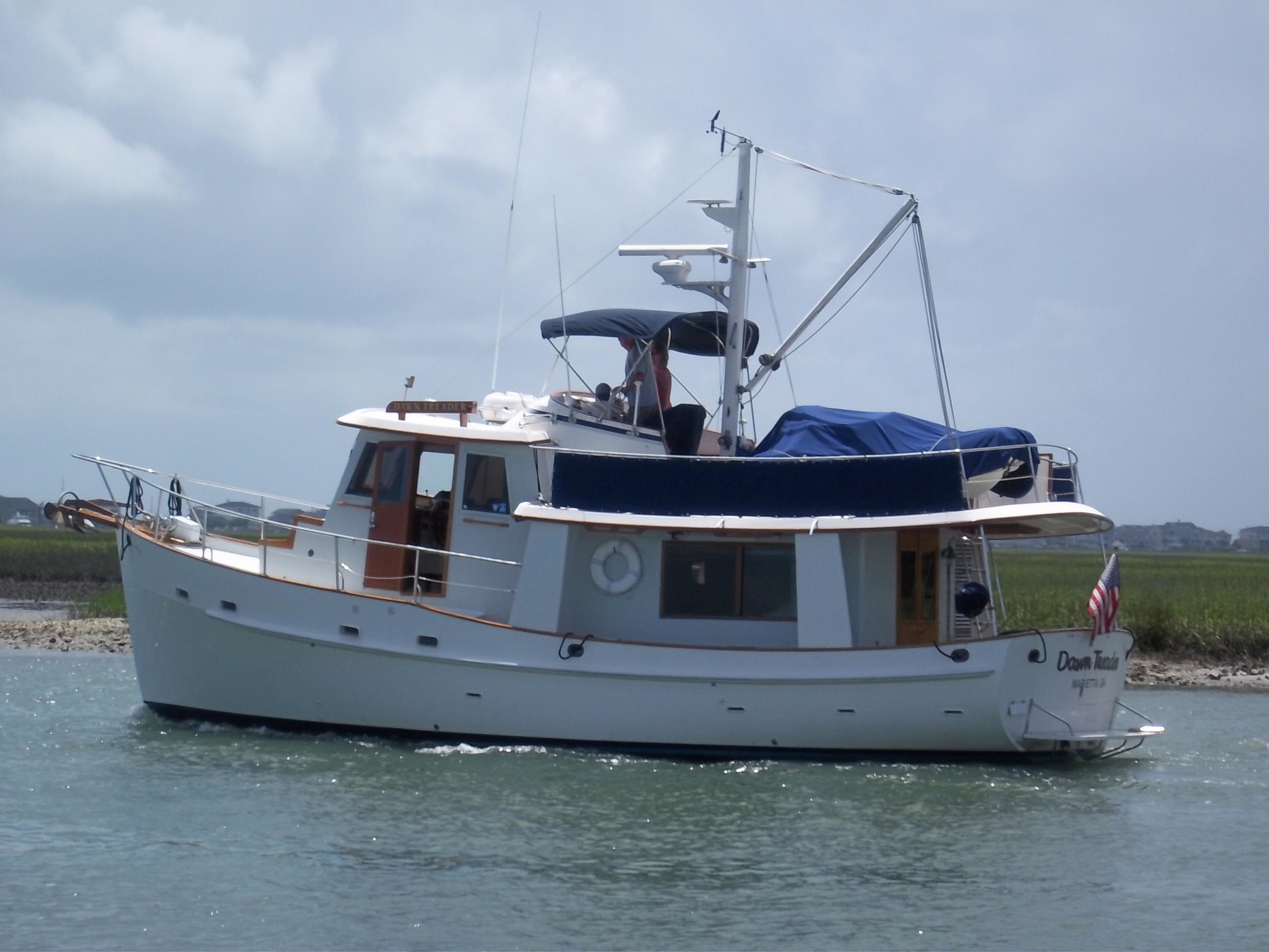 The venerable Krogen 42 is still a great all around cruising trawler for a couple who want to quietly travel over the horizon in comfort and relaxed style.
