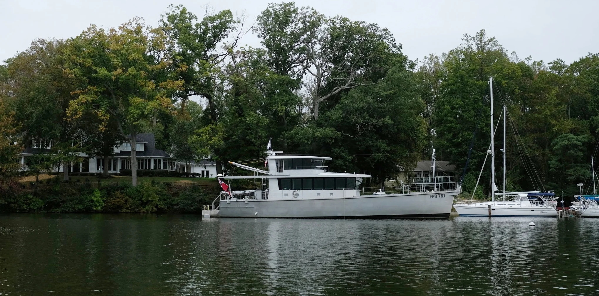 The distinctive profile is intentionally similar to a military or commercial vessel, downplaying the yachting characteristics of a world cruiser.