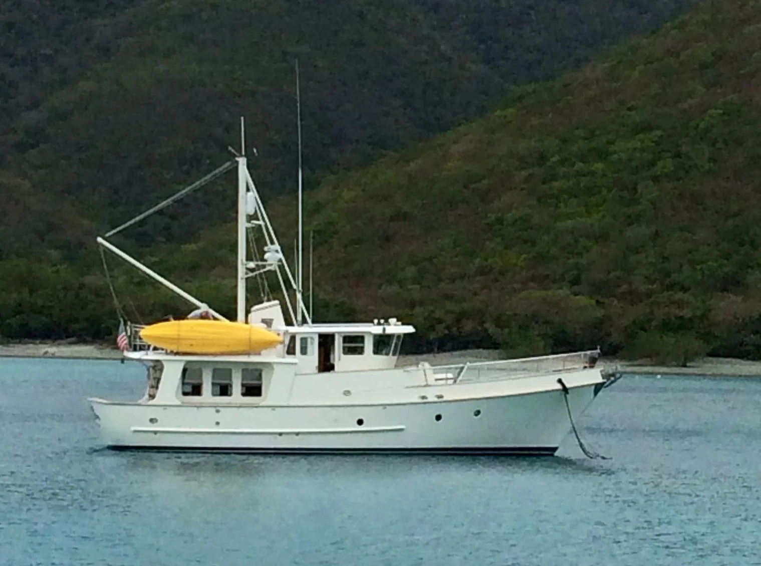 Not having a swim platform allows you to control the situation. You can talk with those in a small boat from the safety of the cockpit while they remain in their dugout canoe or skiff, and determine their intentions. A swim platform invites them to sit on or the very natural tendency to climb onto your platform (and boat) to talk. A little separation is a good thing.