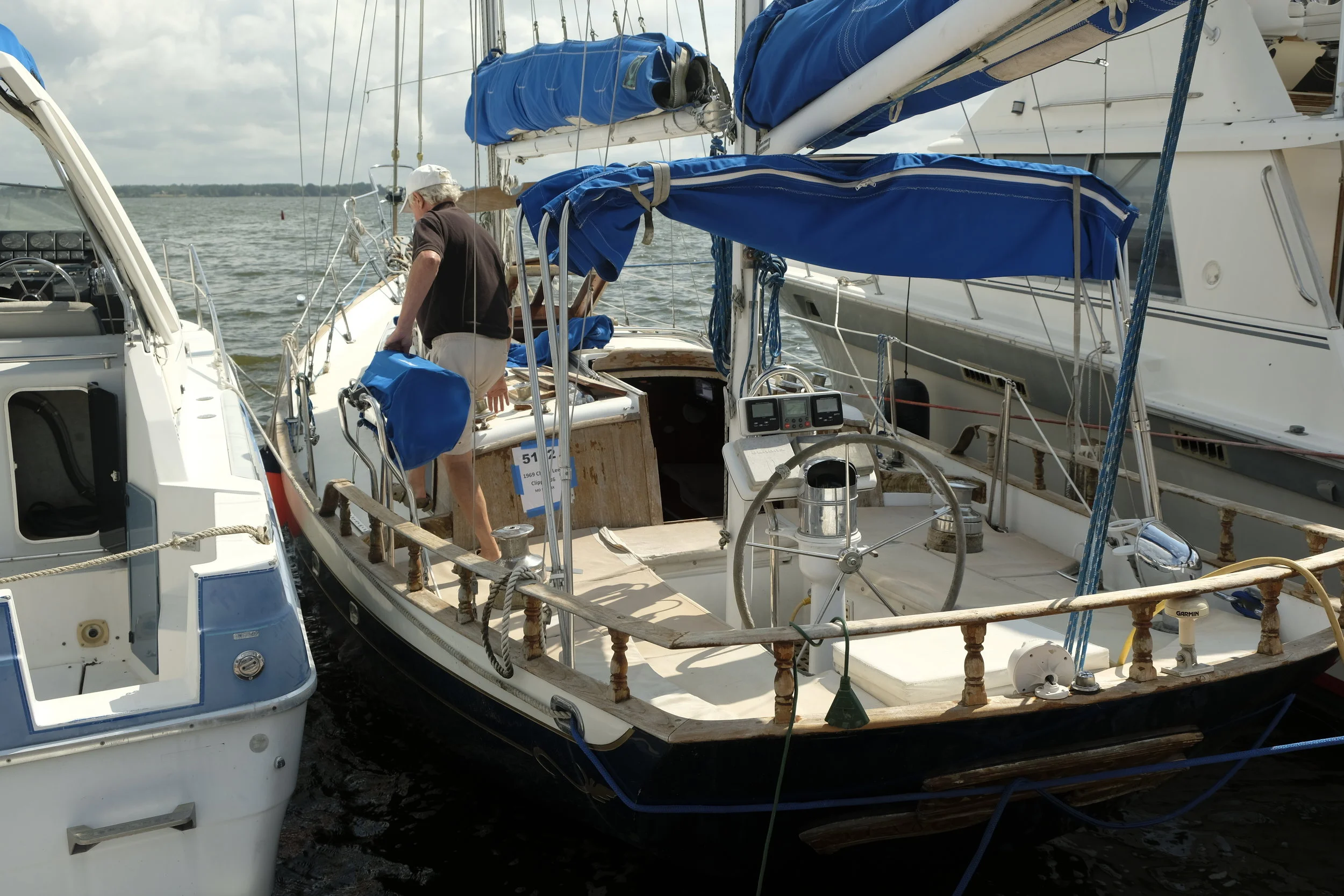 A 1969 Cheoy Lee Clipper 36 in need of a home. Thankfully the teak decks are gone!