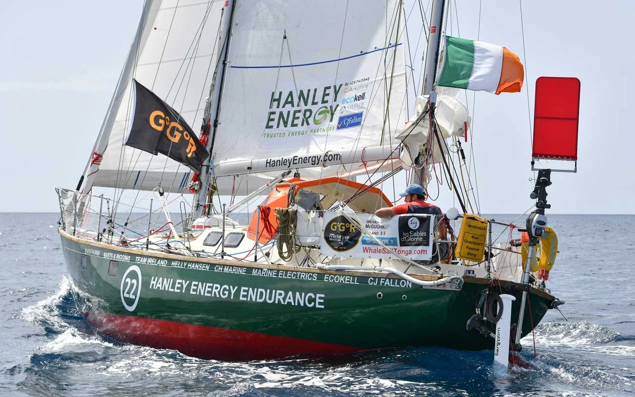 Gregor McGuckin was rescued in the Southern Ocean after his boat was rolled and damaged too far from land to continue on.