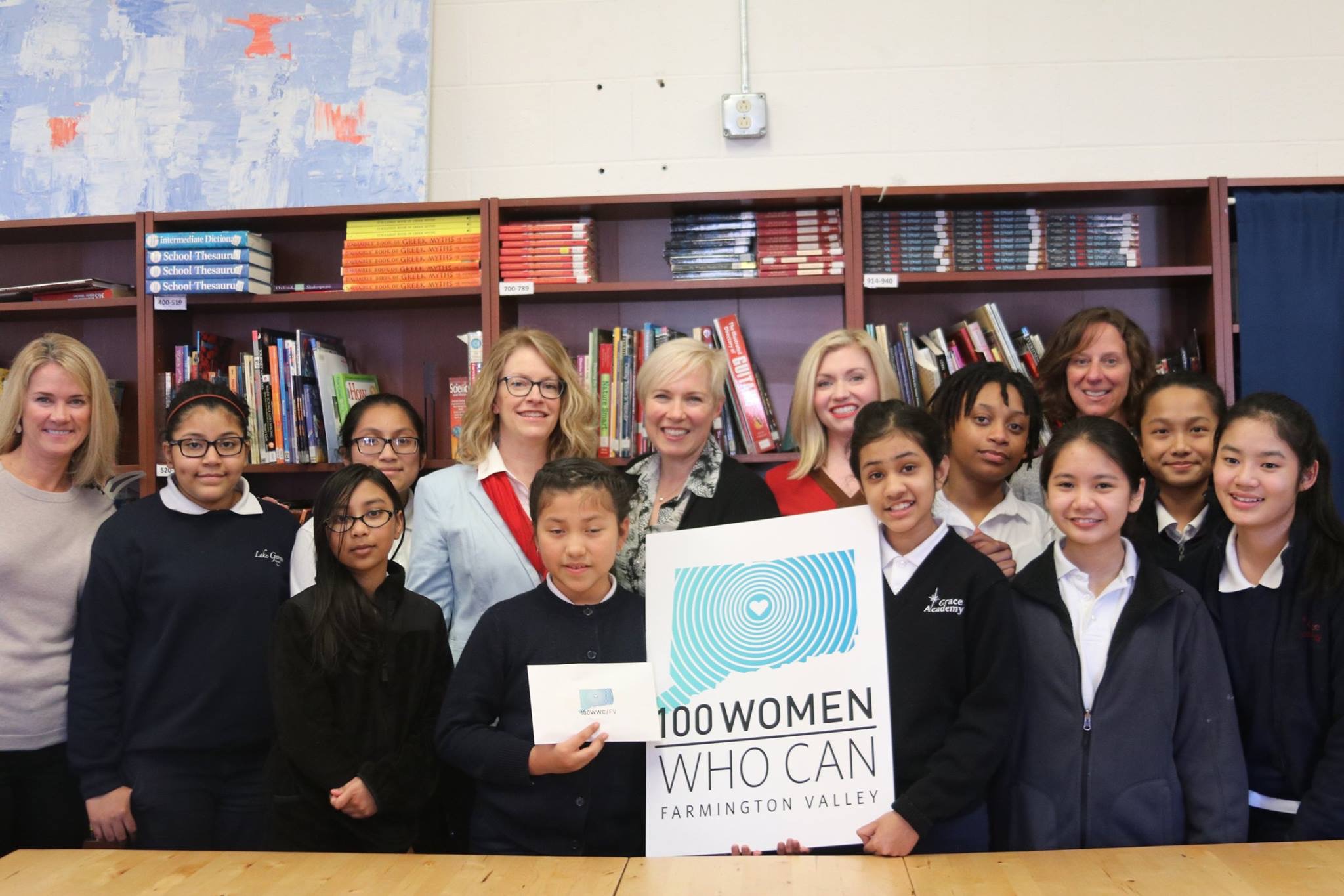 March 9, 2017 - It was such an honor to meet these students and be given a tour of their school before presenting the checks from our members. 100 Women Who Can - Farmington Valley members donated a total of $11,300 to support this school in its mission.