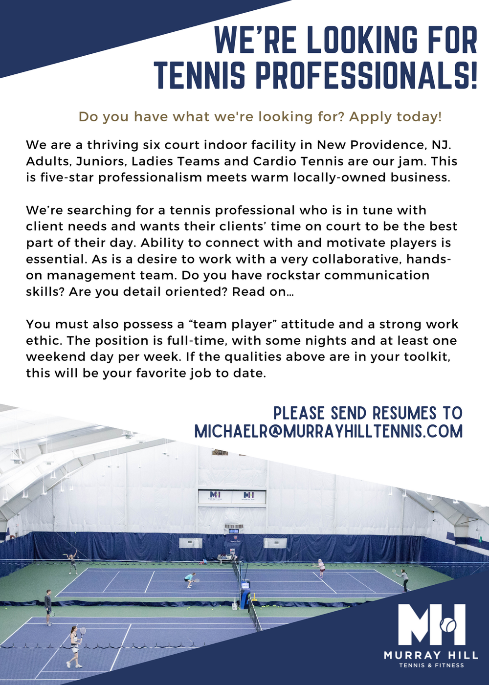 Jobs — Murray Hill Tennis & Fitness