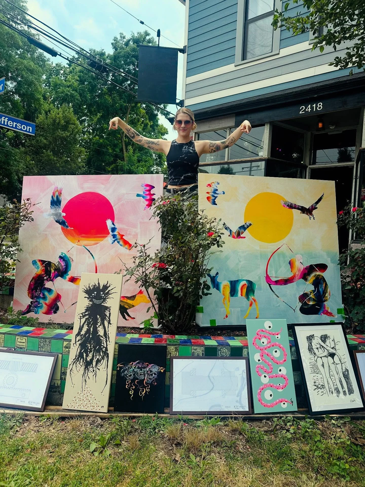 Out here at @tasteoftremont with the @riffs216 crew!! 🎨🥳💓 this big diptych, Tell Me About Your Rich Internal Life, is still available 💫
📸: @skuffmicksun