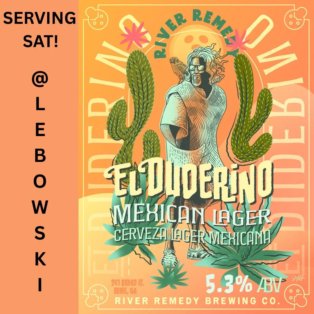 Straight from the inspired minds at @riverremedybrewingco and Brewer/Dude Extraordinaire @river_brews comes El Duderino, just in time for The Big Lebowski Saturday night at The DeSoto Theatre. &quot;El Duderino: A Mexican lager made with German summe