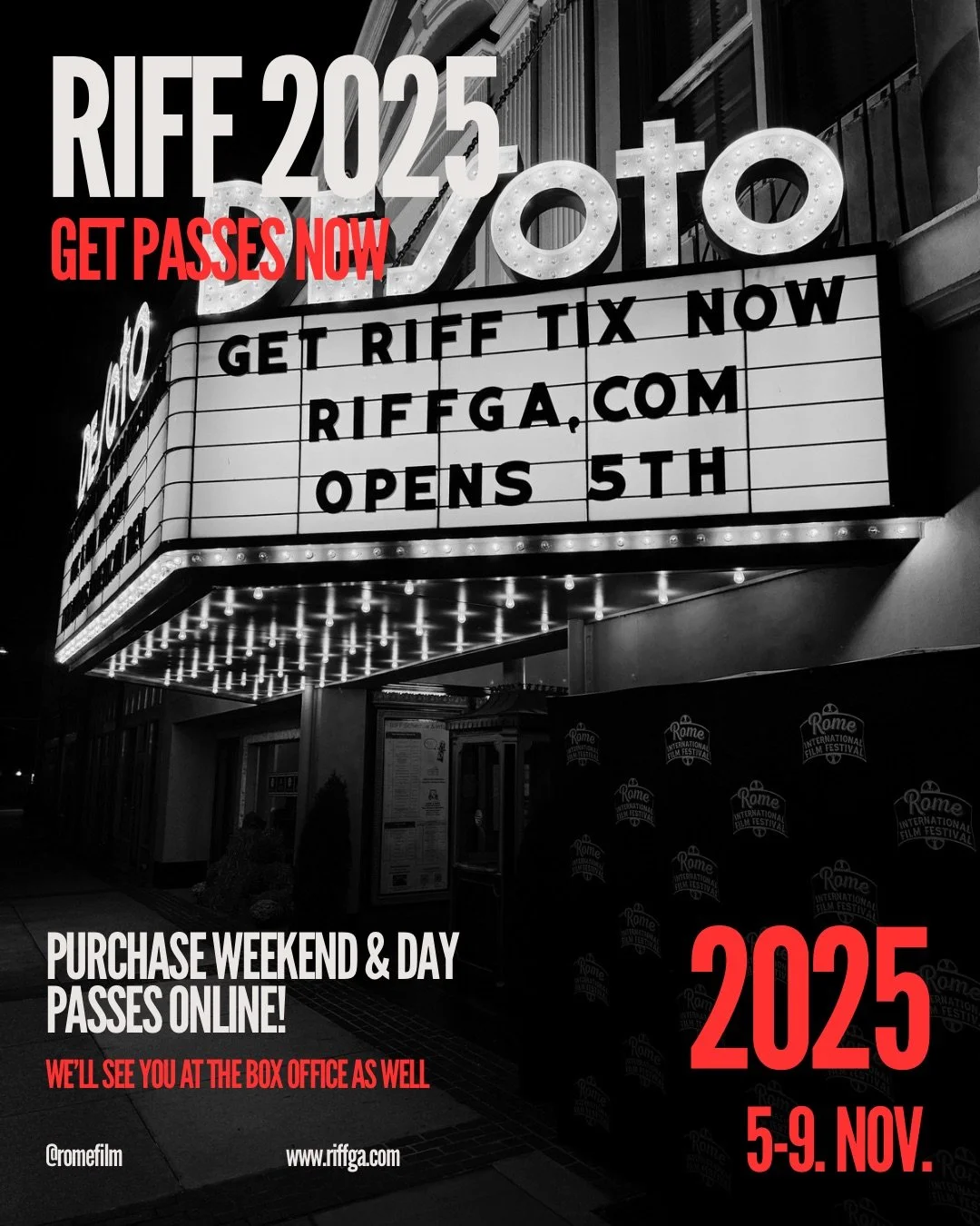 Have you checked out our Day Passes? We also have Weekend Passes, including all weekend film screenings and panel discussions. Only want the films? Grab a Night Pass at riffga.com &mdash; party access included!
#RIFF2025 #DontMissIt #GetYourTickets #