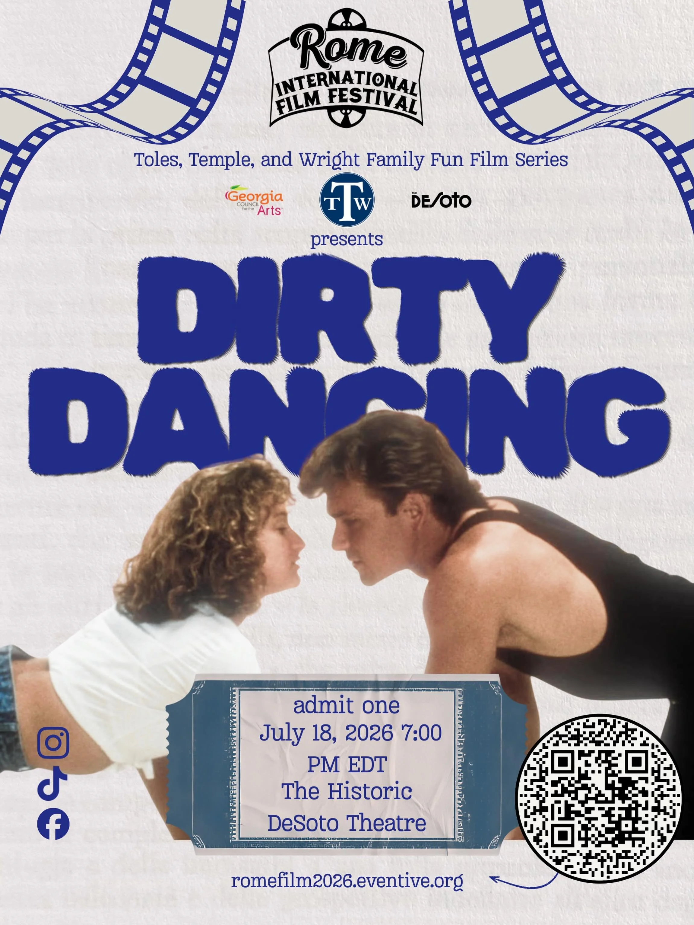 Nobody puts baby in a corner! Join the Rome International Film Festival for a special screening of the iconic Dirty Dancing at the historic DeSoto Theatre! Dress to impress because costumes are highly encouraged, sip on signature wine slushies (The W
