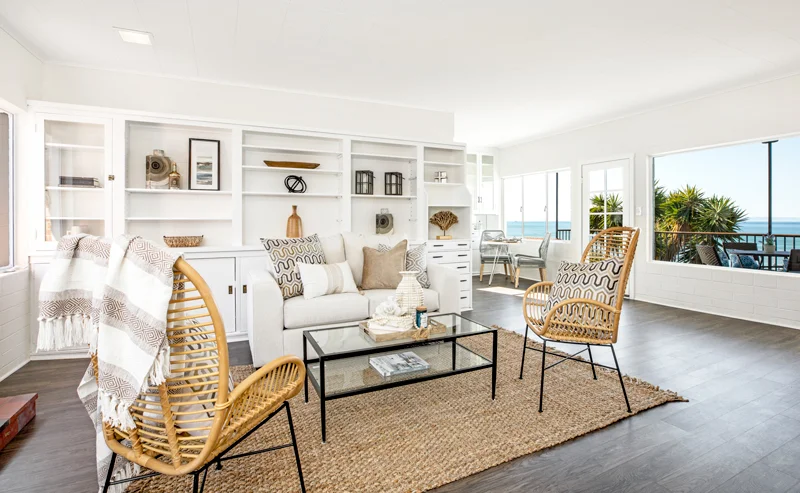 Photo by Elevated Horizon ; home staging living room Santa Barbara