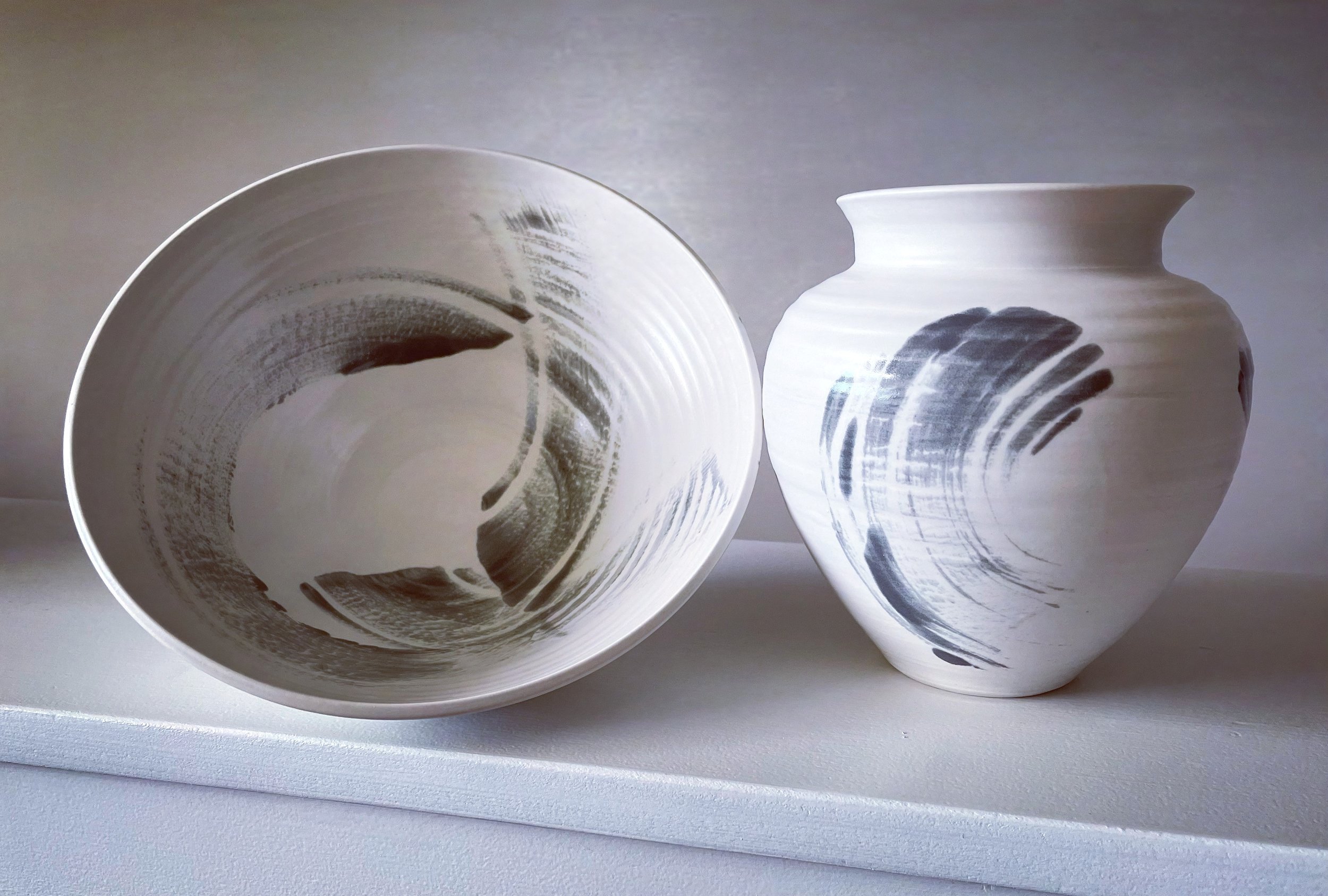 Satin White and Steel Shino wash