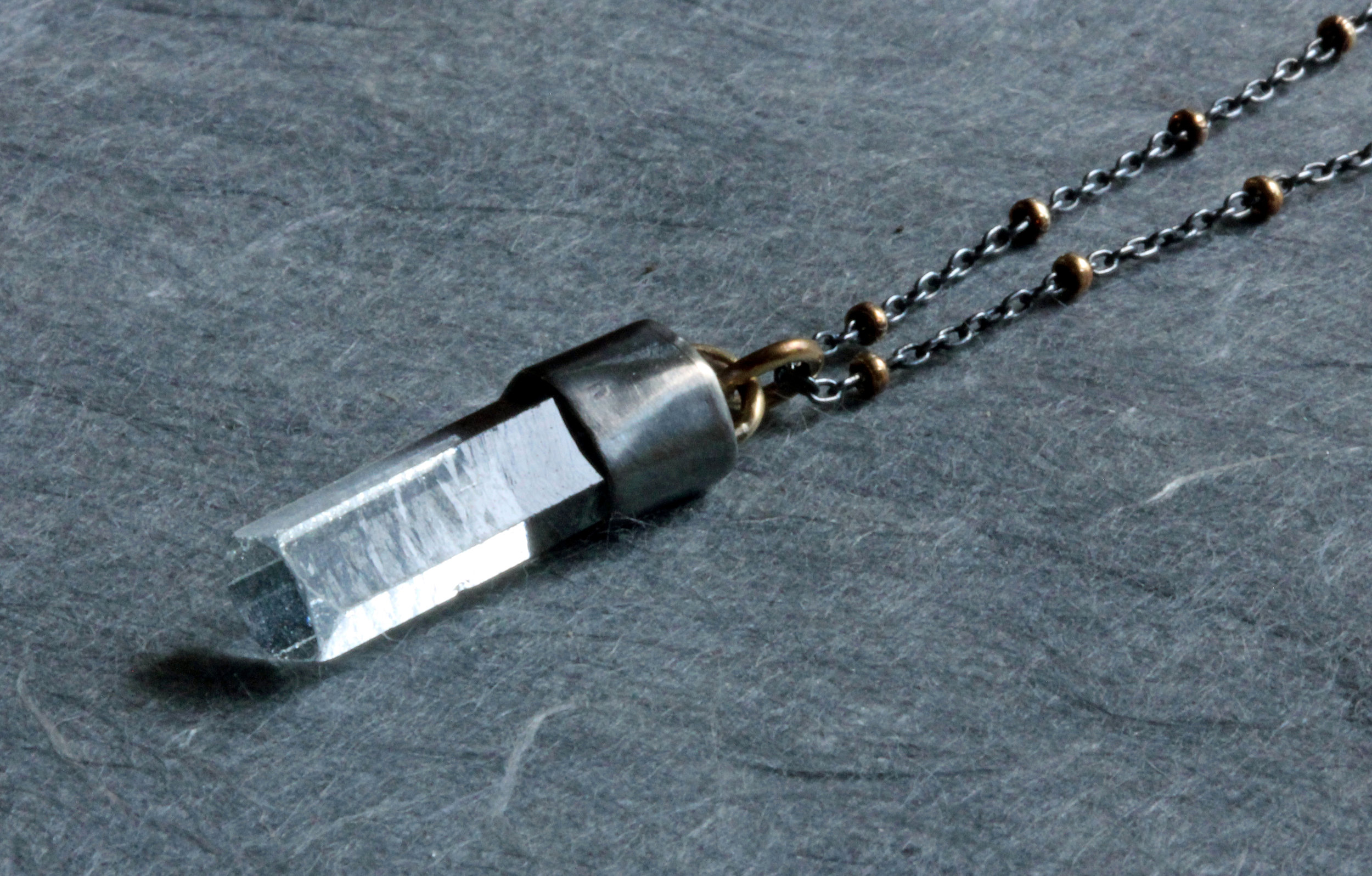 Aquamarine Crystal/18K Gold/Sterling Silver