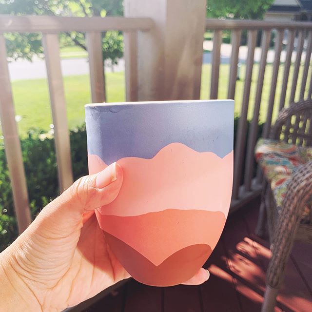 A purchase for myself from the #annarborartfair from @brennadeeceramics. It actually works perfect for a G&amp;T. I need to get back to the daily grind after too many summer shenanigans - so I&rsquo;m sitting on my porch making a to do list.
.
.
.
.
