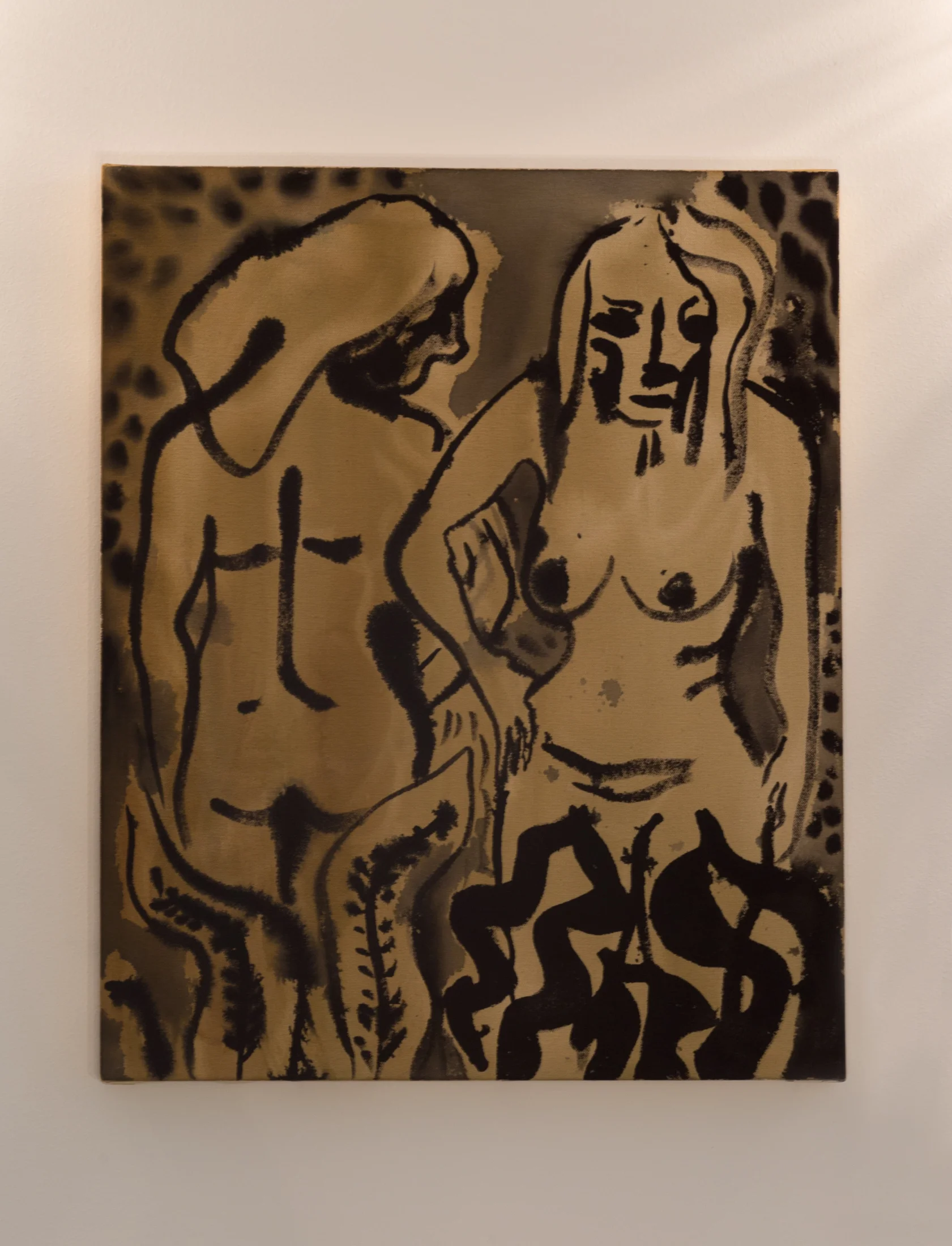 Amy Bessone, Ochre Figures , 2017. Acrylic on canvas. 21 in. x 17 in.