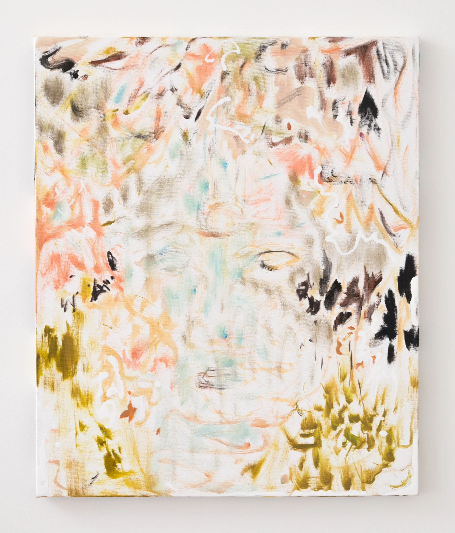 Hayley Barker, Bat Time 0.0 WHT , 2016. Oil on canvas. 20 in. x 16 in.