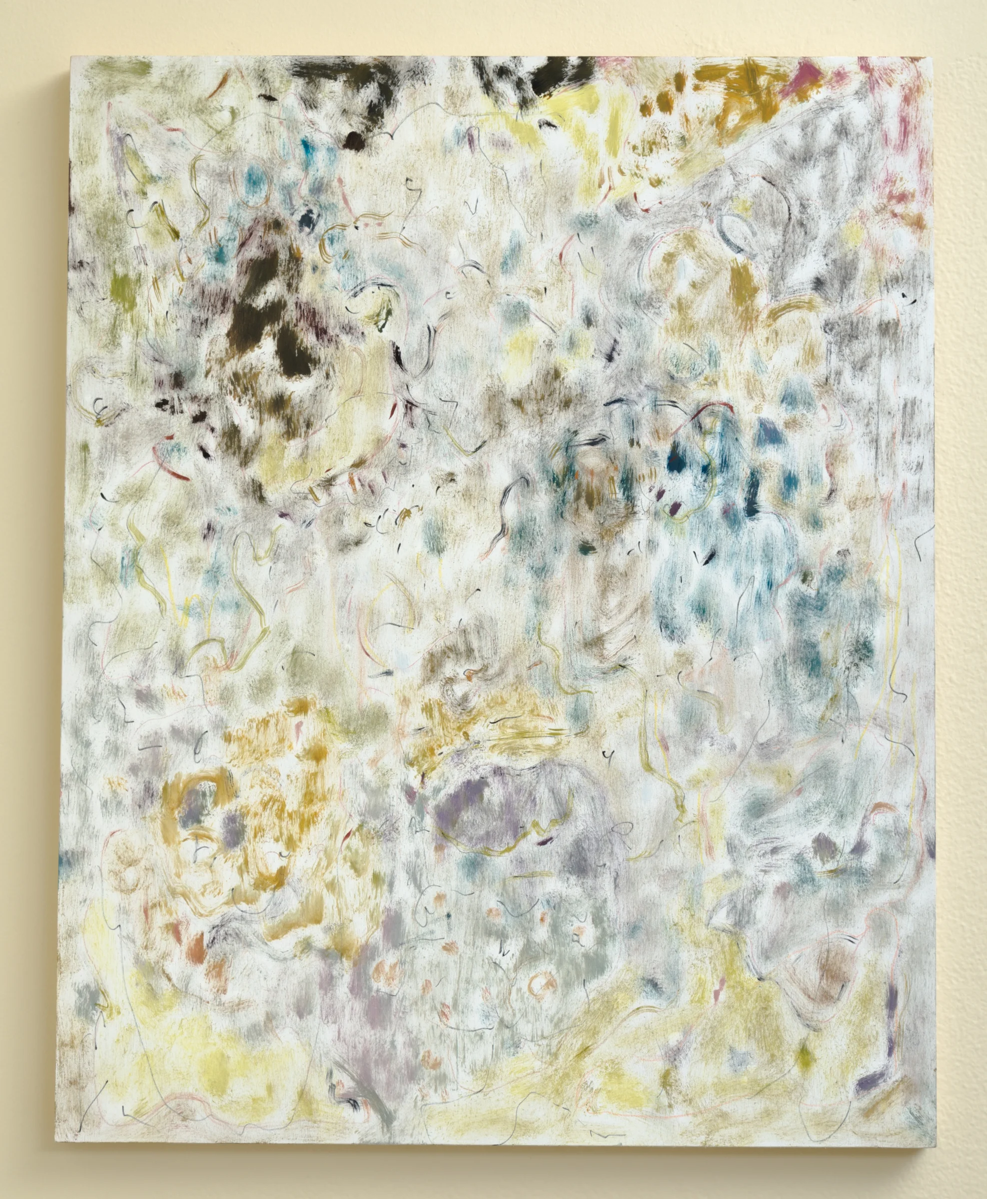 BAT TIME (lilacs) , 2017. Oil and colored pencil on panel. 20 x 16 in.