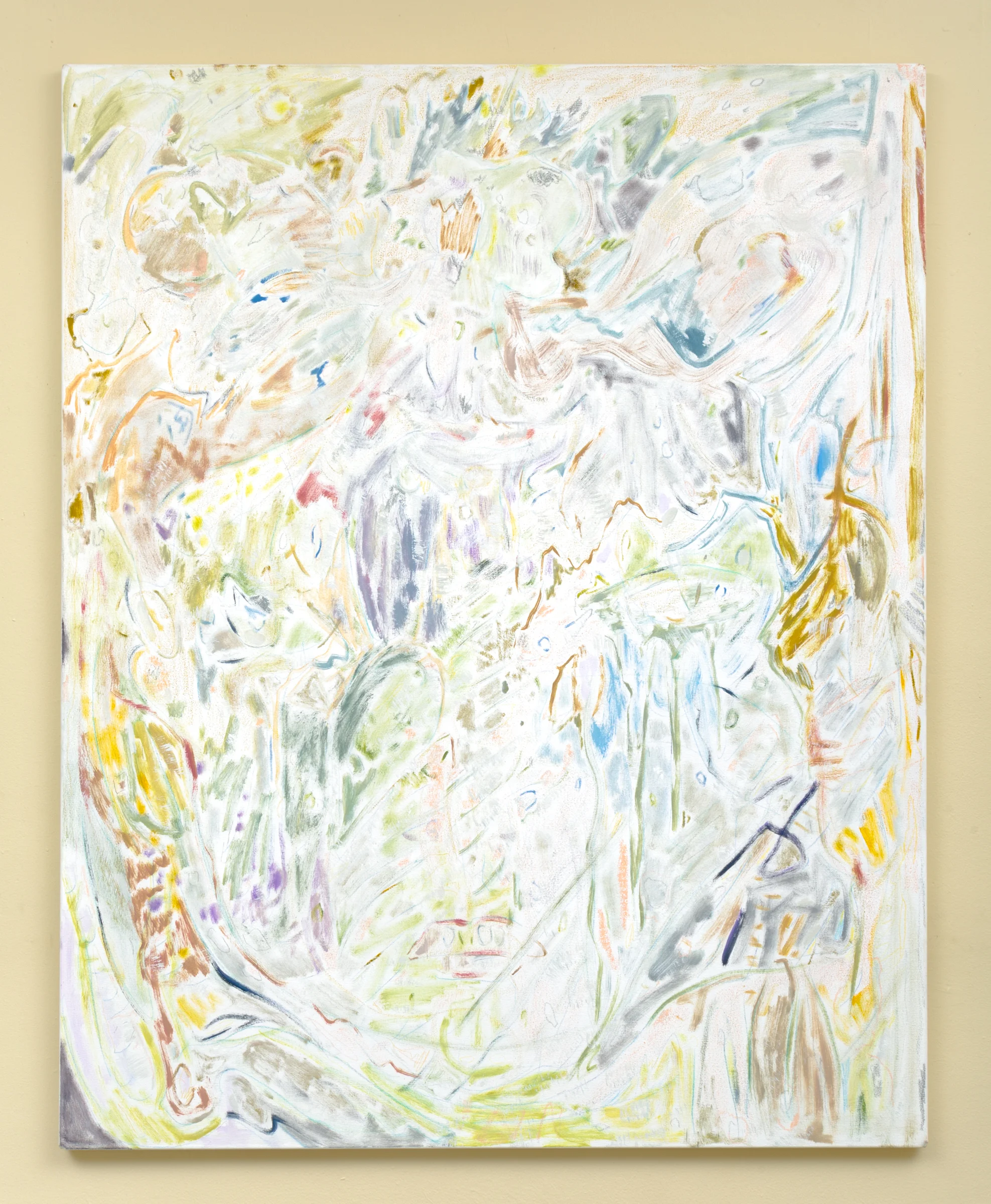 SWAN TIME (grasses) , 2017. Oil, pastels, and colored pencil on canvas. 60.5 x 48.5 in.