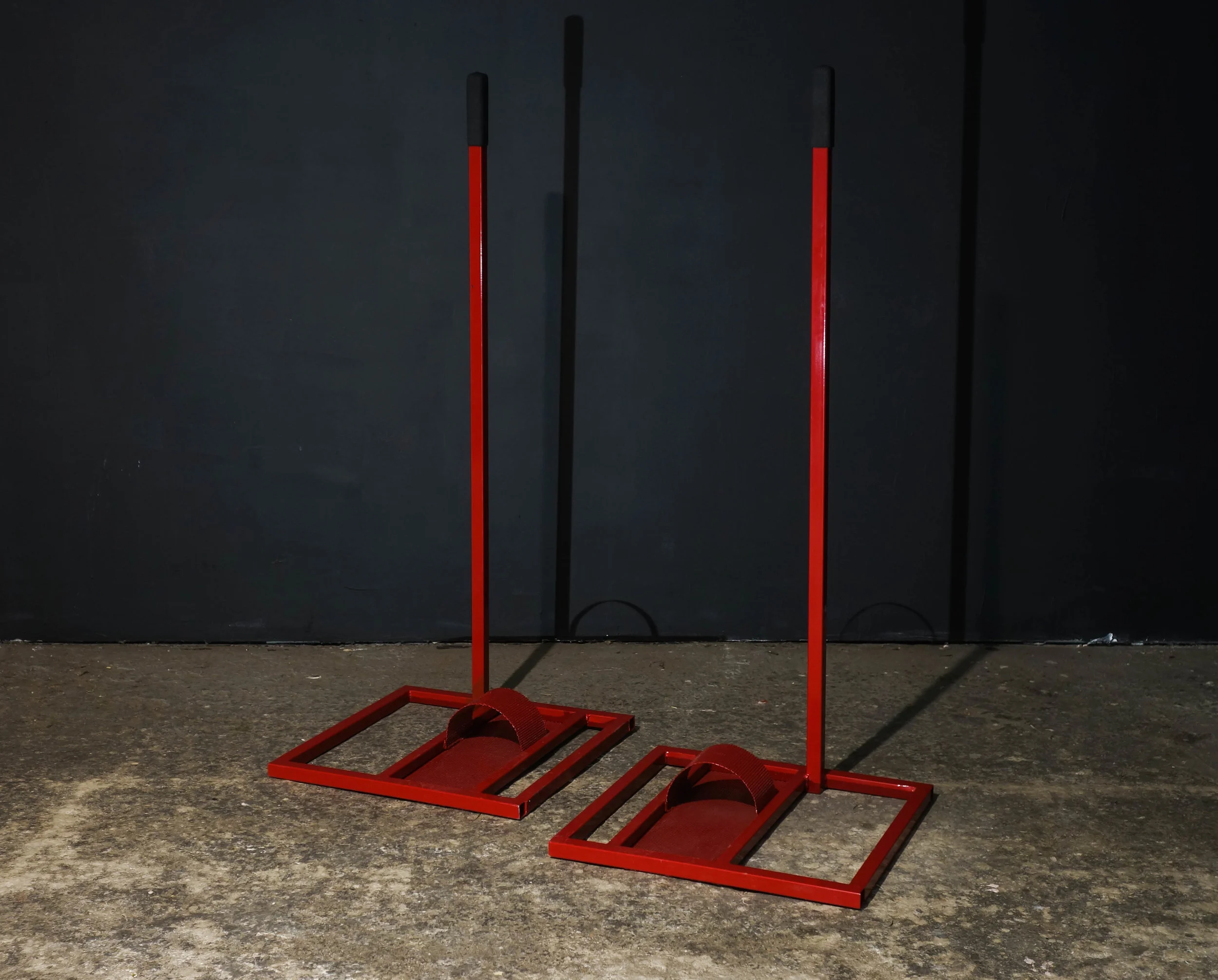 Doggs , 2018. Welded metal, powder-coated paint, equipment pads. Dimensions variable.