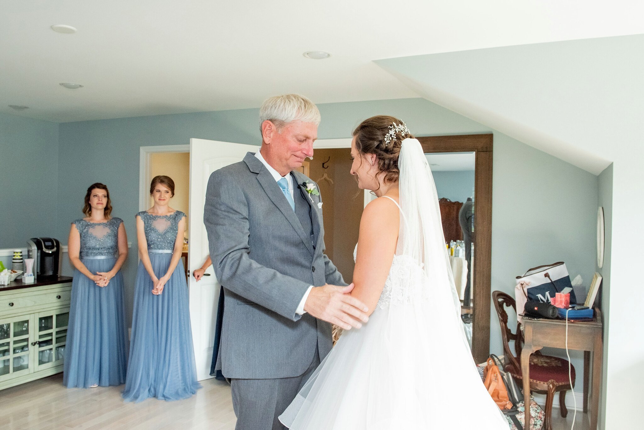 Father daughter first look wedding photo