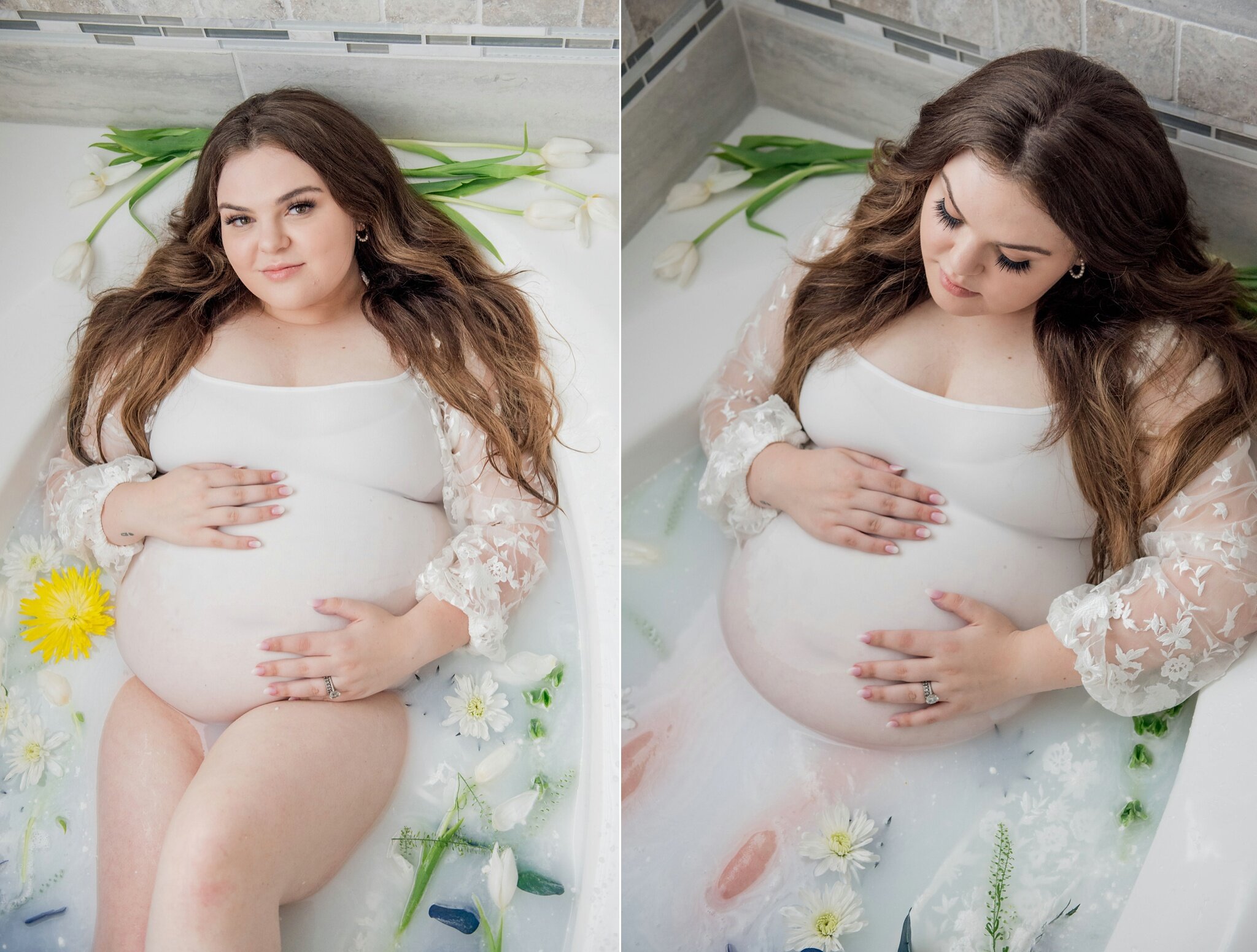 milk bath maternity photos