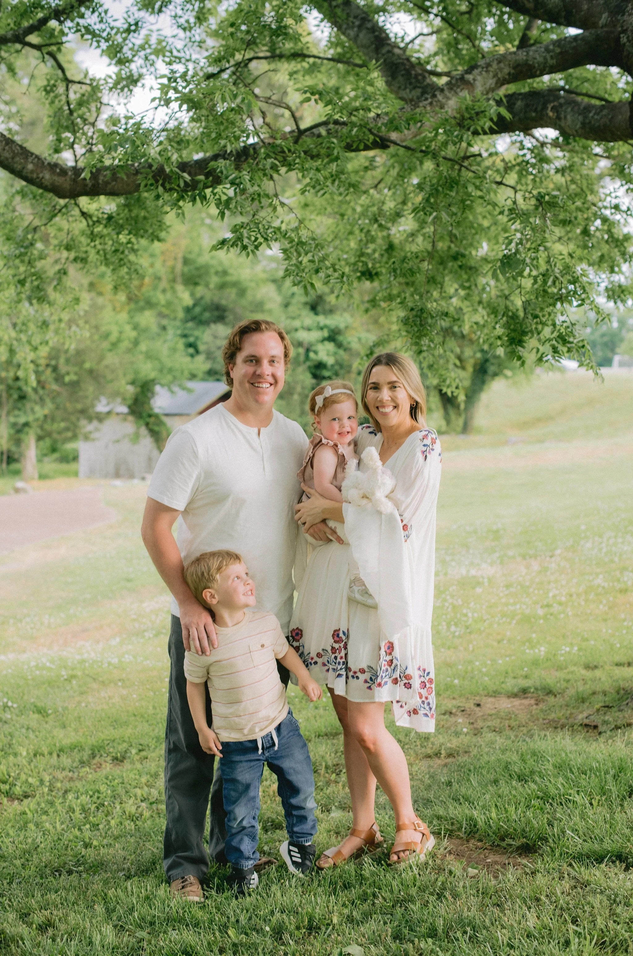 Family photography in a field