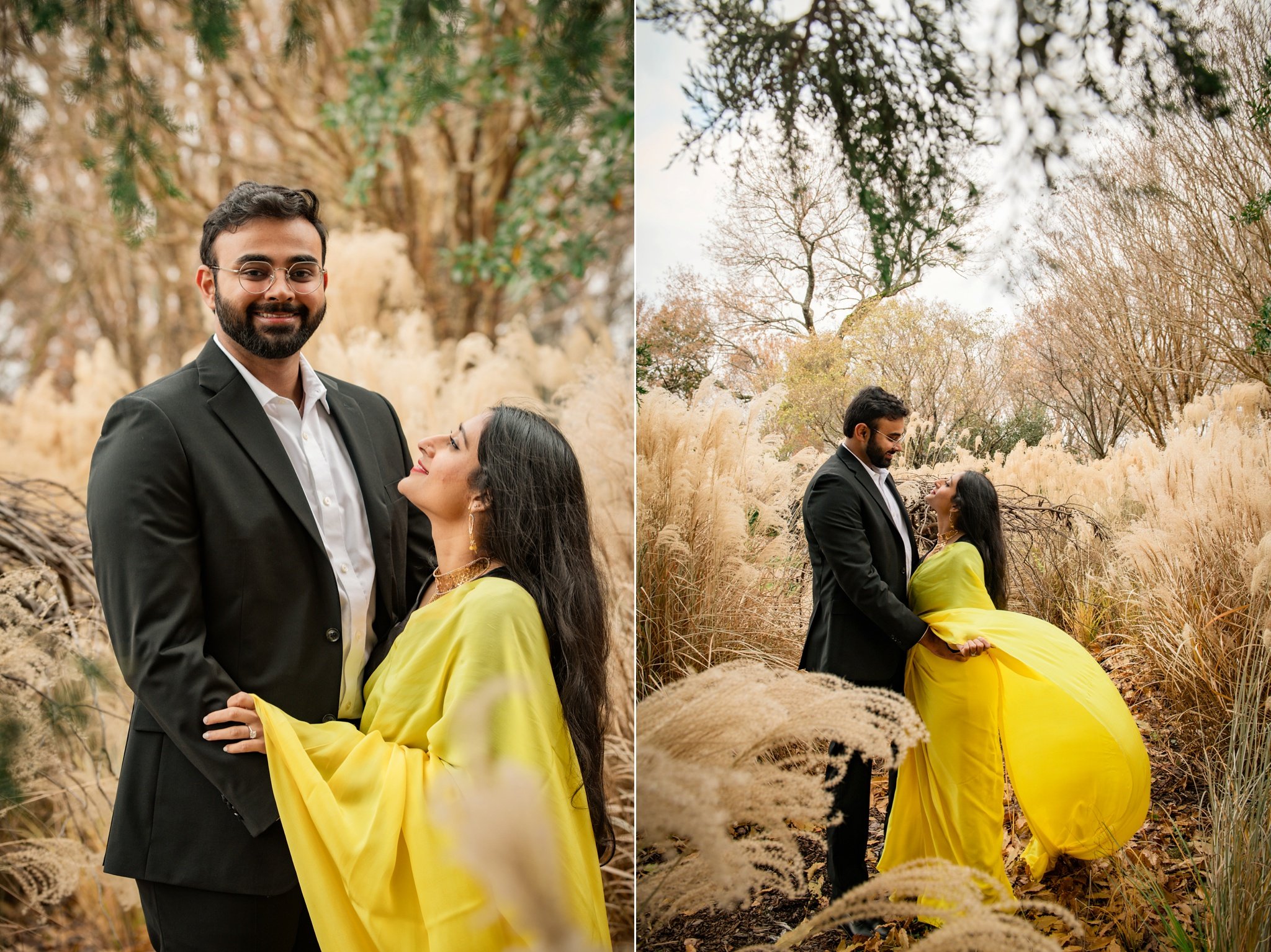 engagement session with long grass