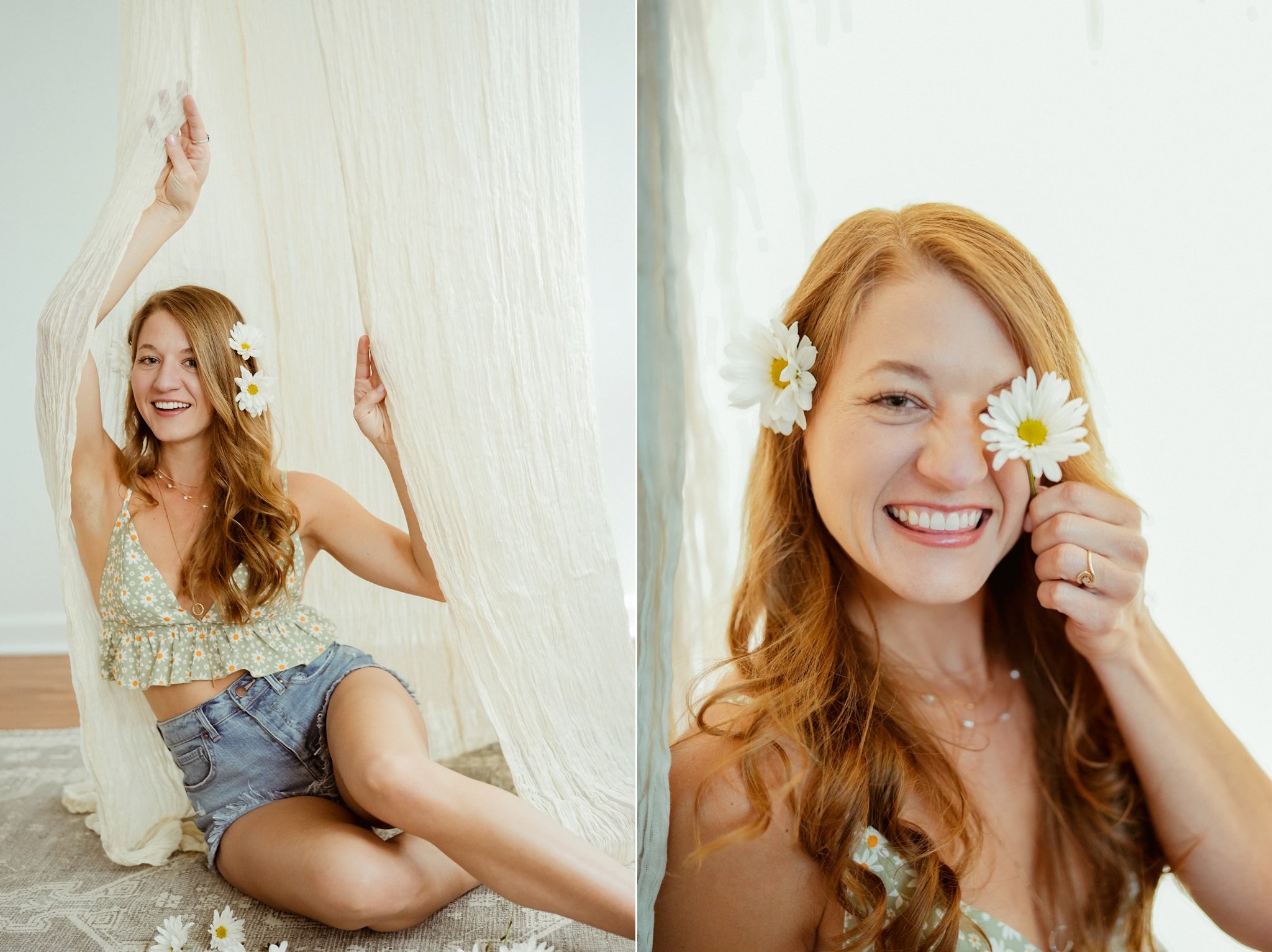photo shoot with daisies