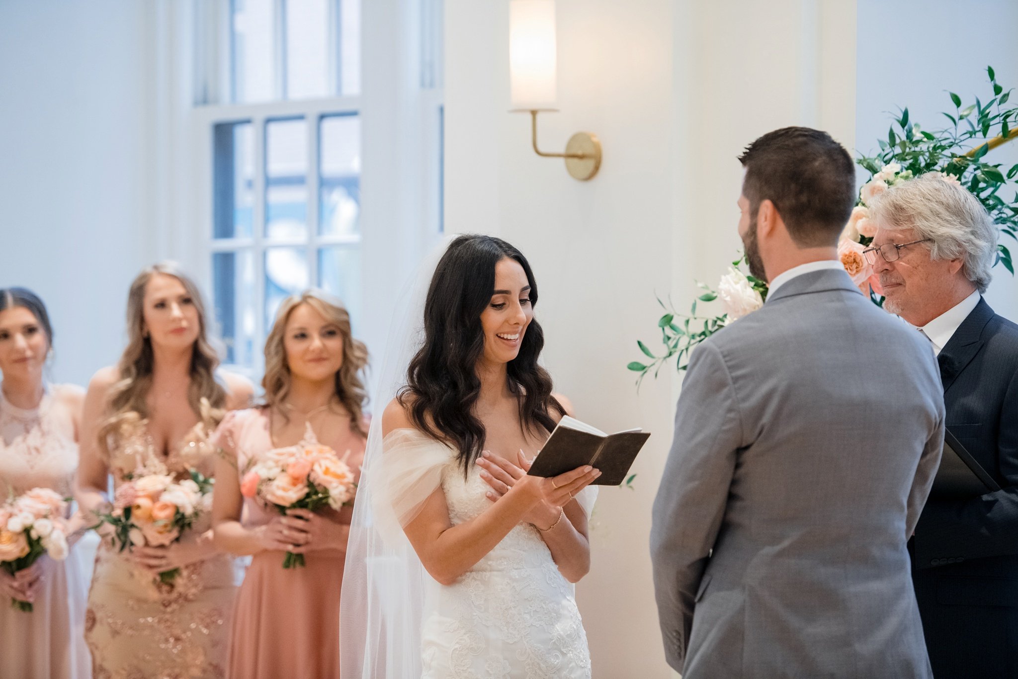 bride laughing during nashville ceremony