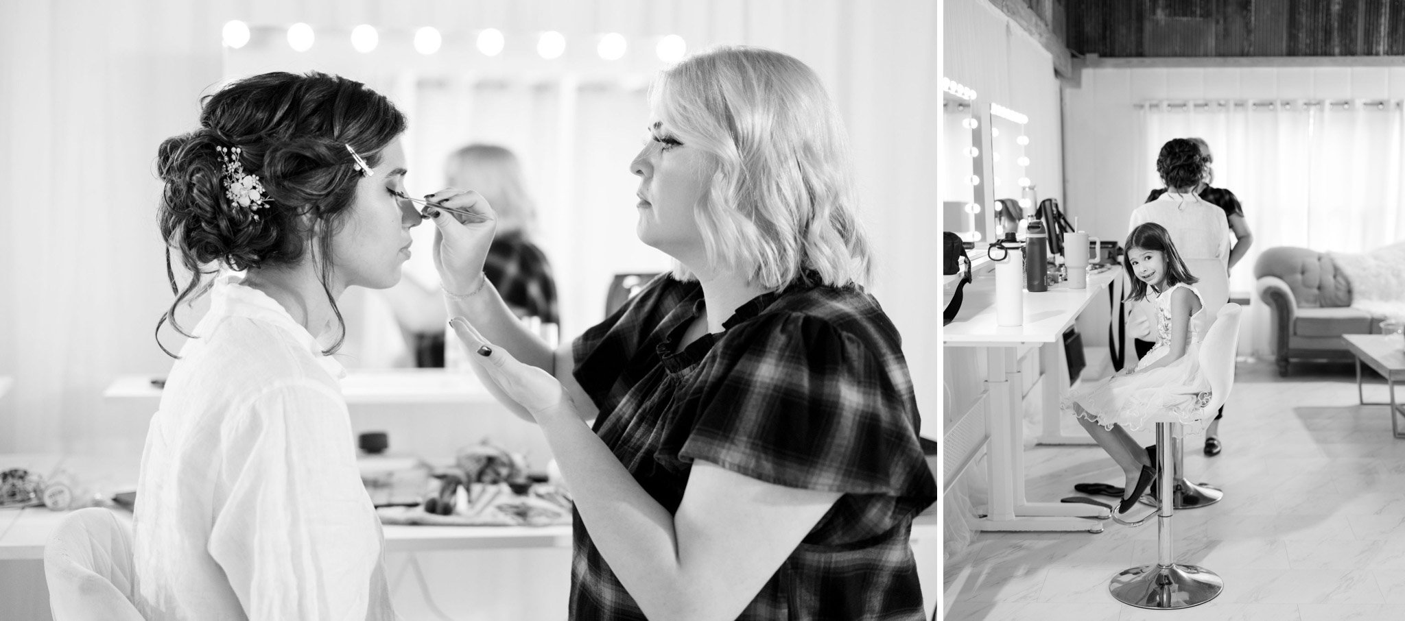bride getting ready at The Glass House