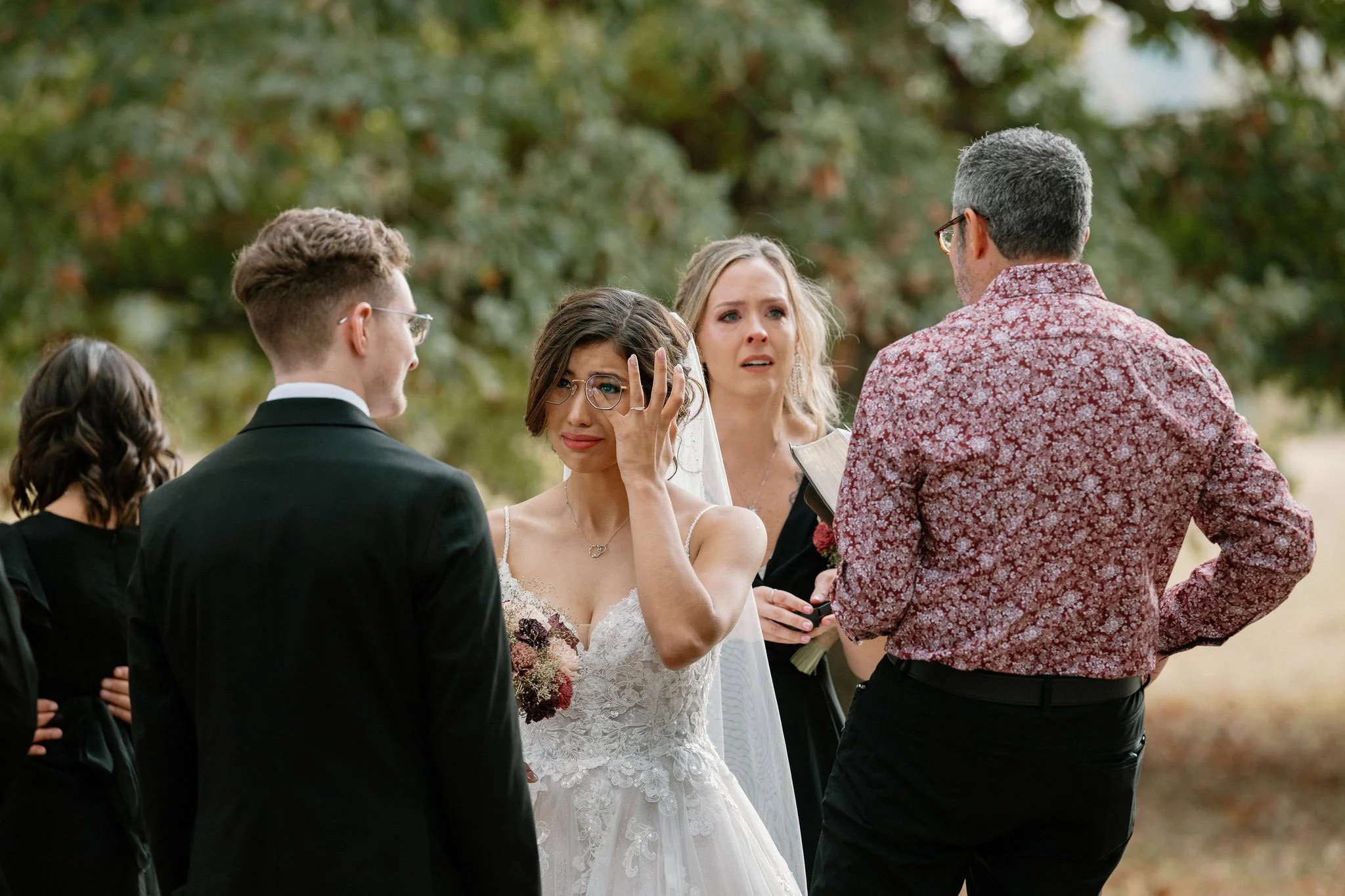 bride crying, alabama wedding photojournalism