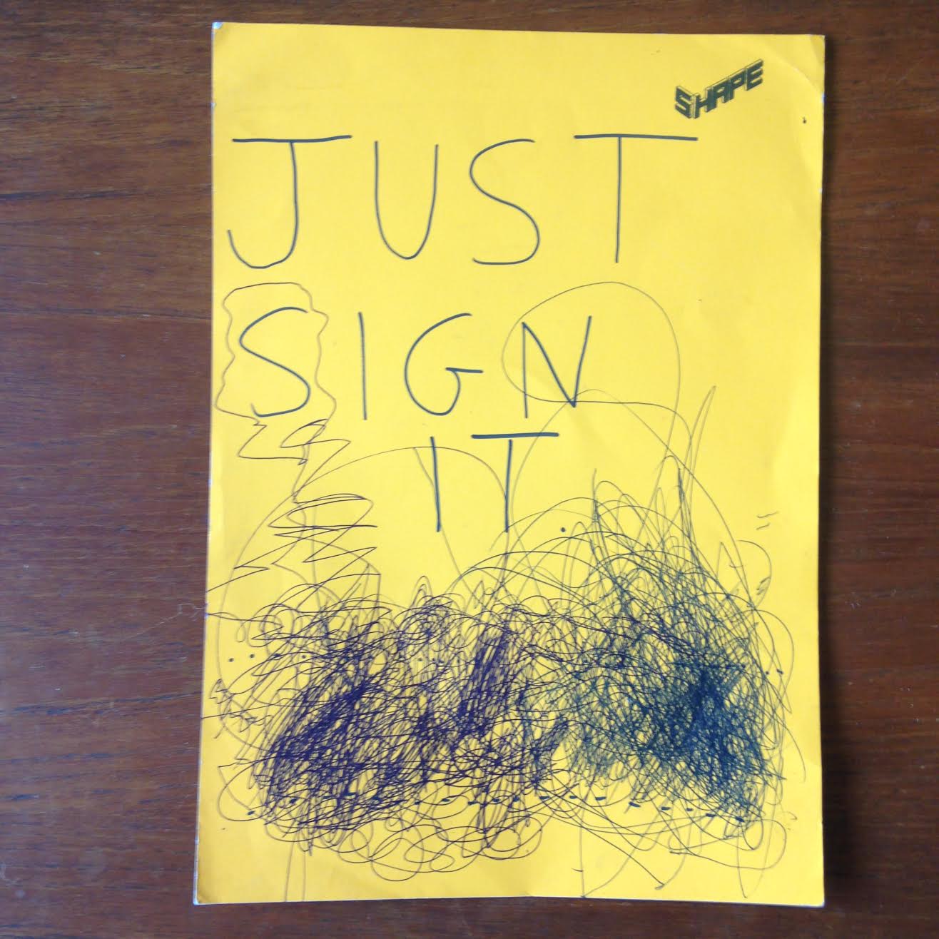 The original Shape recording contract signed by Attack + Defend in 2006. 