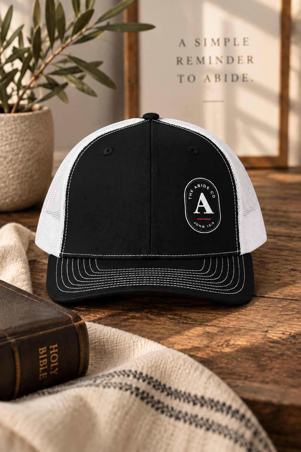 The Abide Co Monogram Snapback Trucker Cap