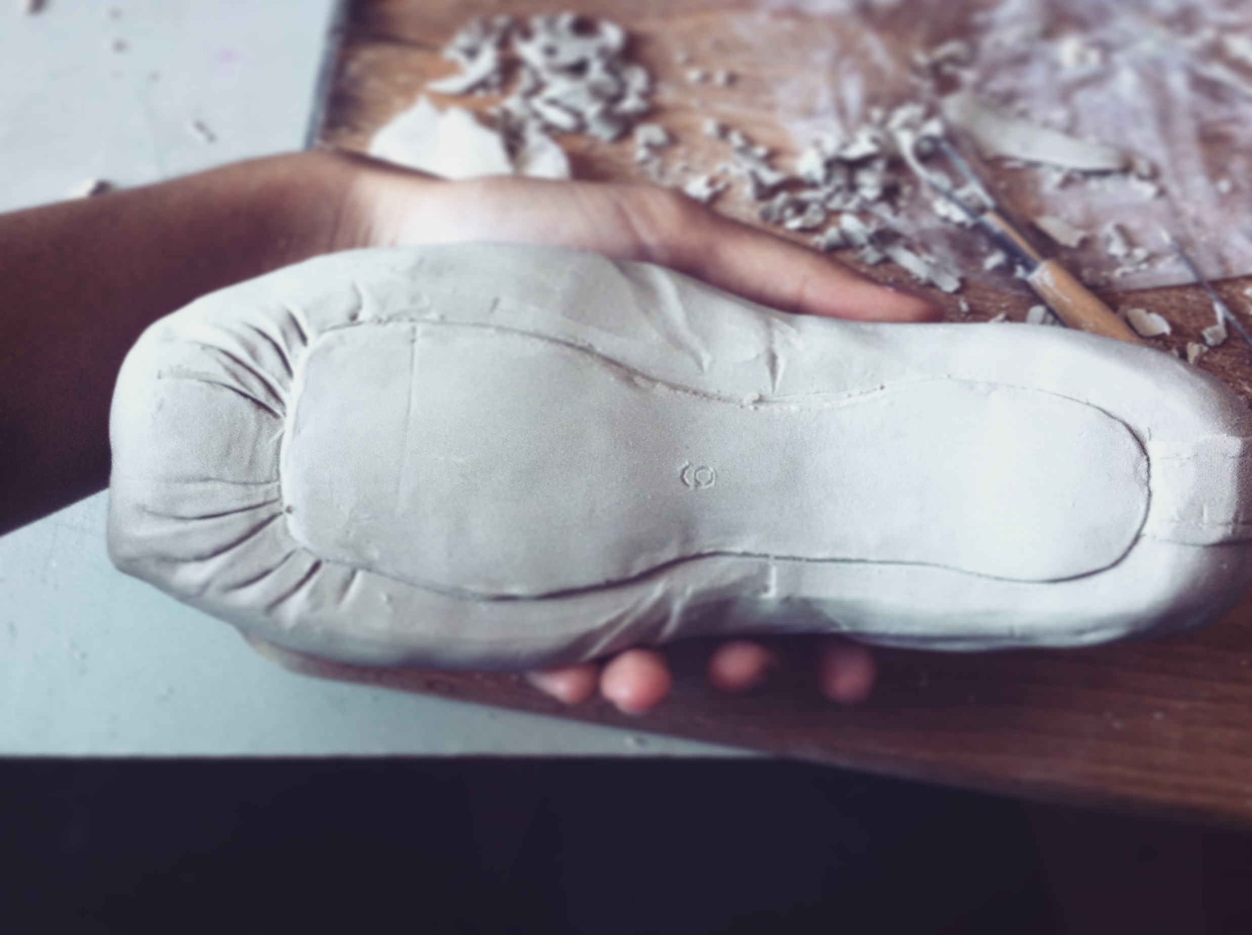 modelling clay ballet pointe shoe WIP