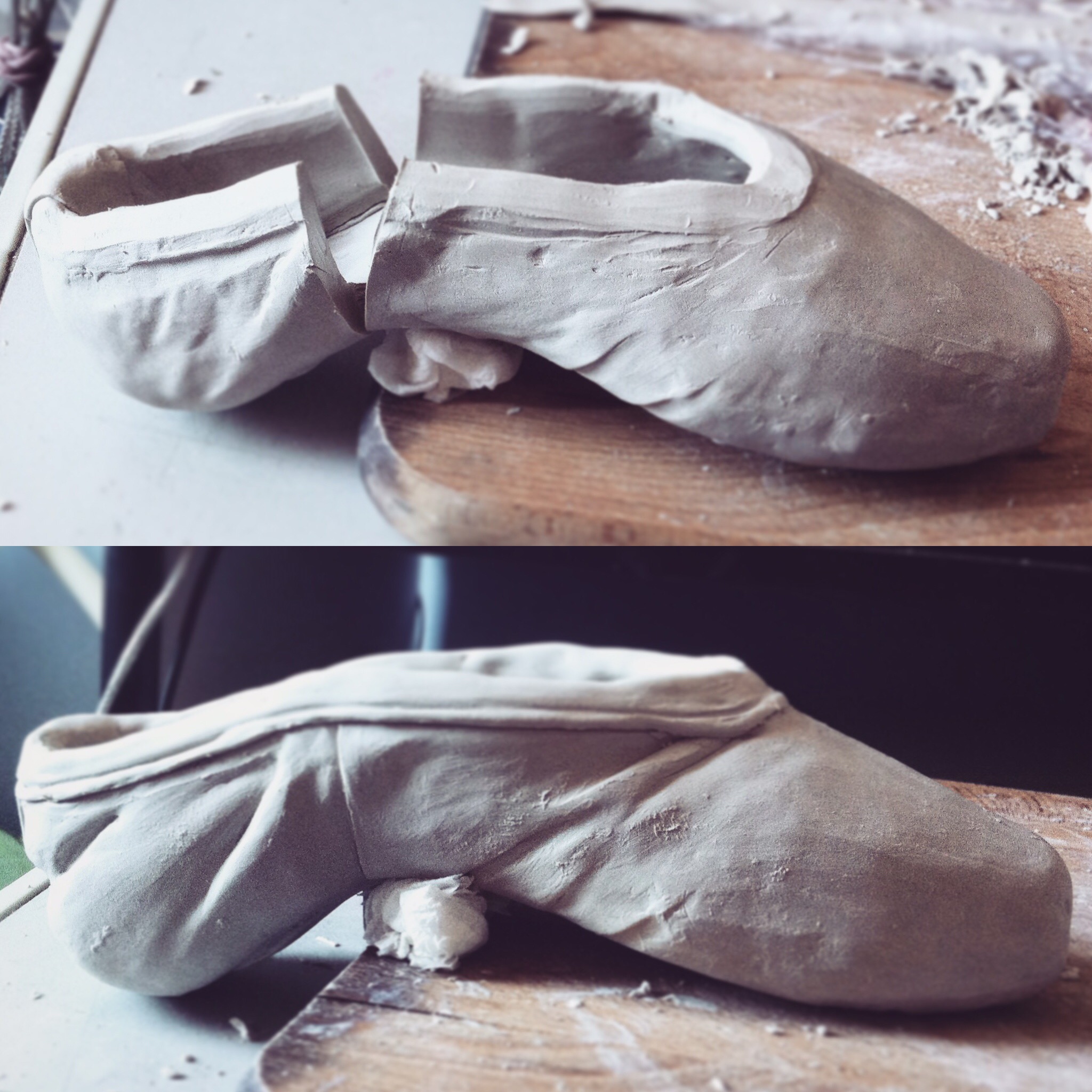 modelling ceramic ballet shoe WIP