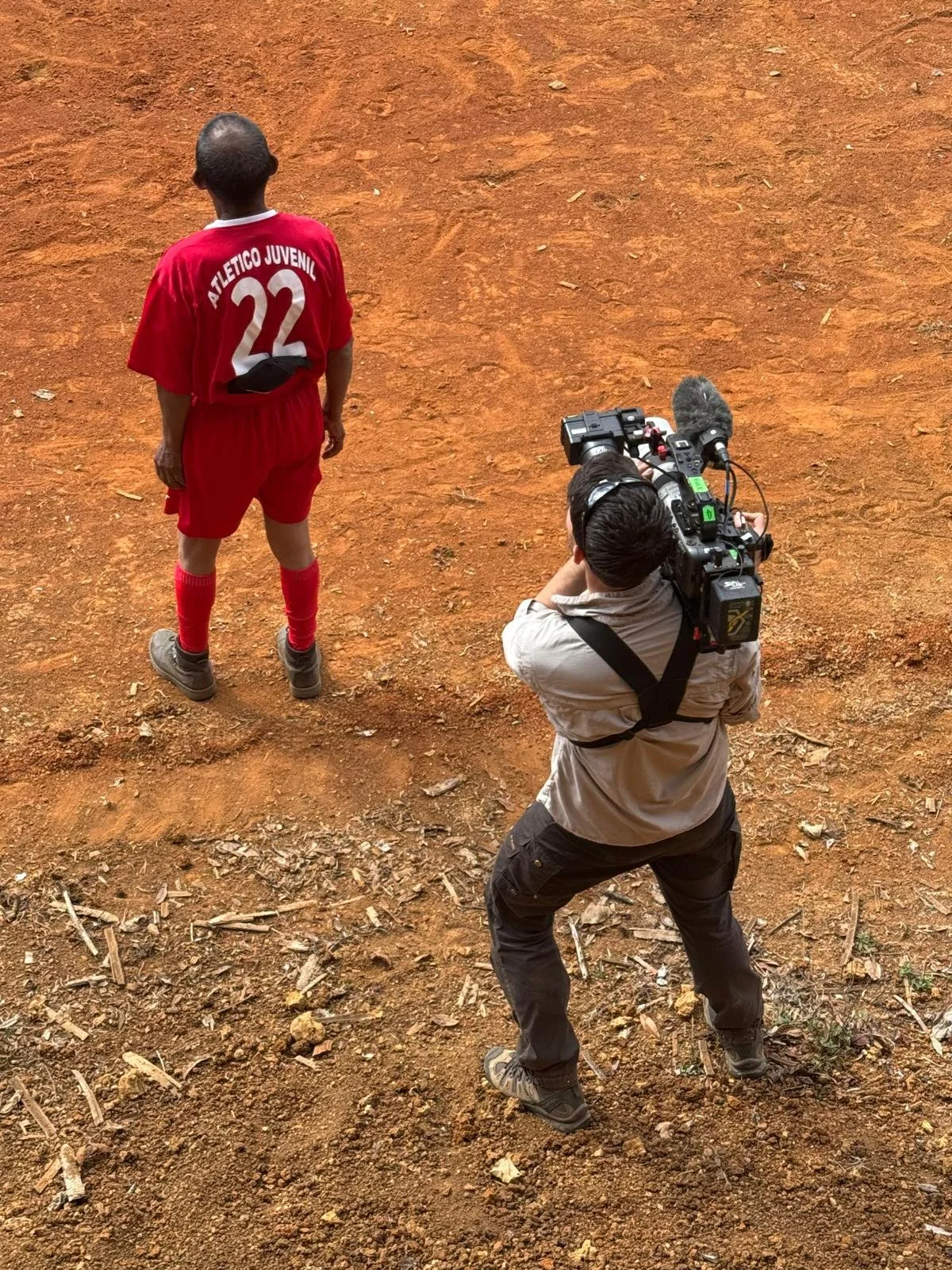 Filming a village football match in remote Honduras for a forthcoming documentary, 2025.