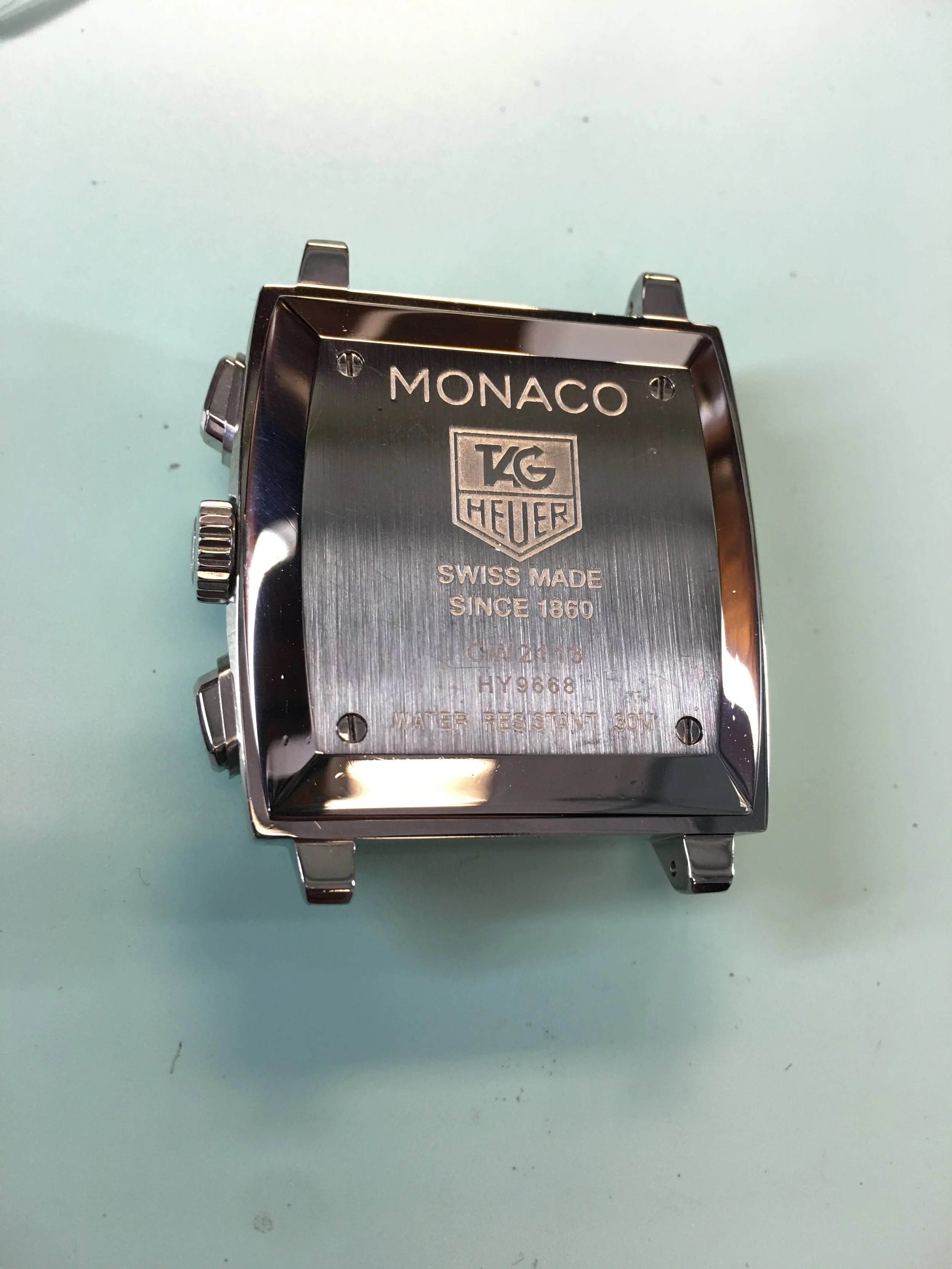 TAG Heuer Monaco Steve McQueen Cronograph Automatic. R. Wolf Fine Jewelry &amp; Watches. Back Lid