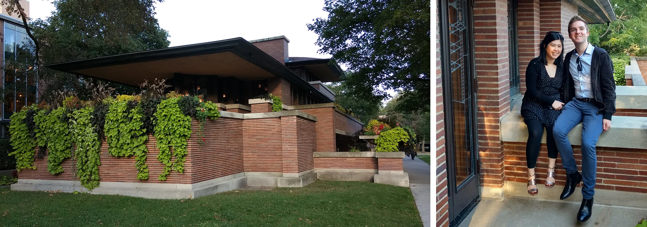 Lachlan and Annie at the Robie House, IL - "Our tour group had a private cocktail evening at the Robie House. We were free to wander and explore the three-storey home".