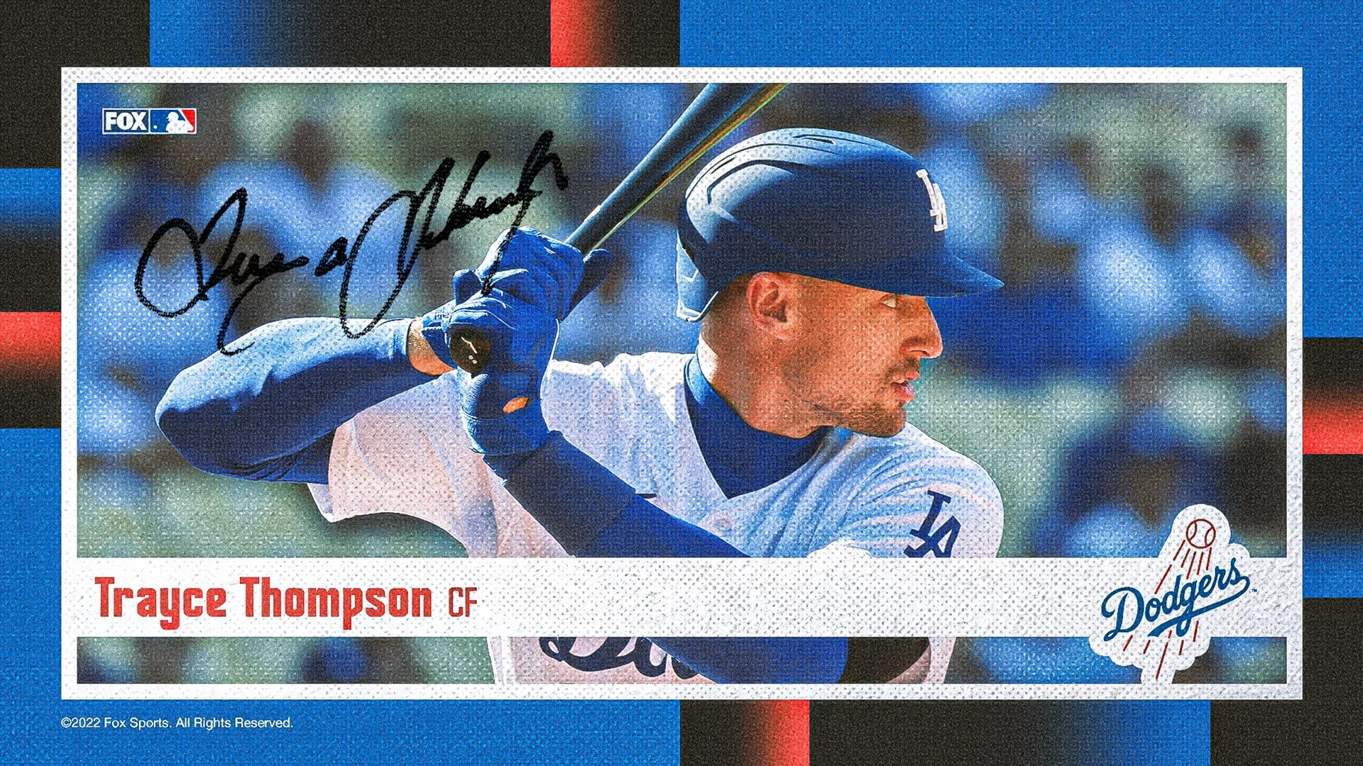 Digital Wax: Trayce Thompson as a vintage-style Dodgers trading card with autograph.