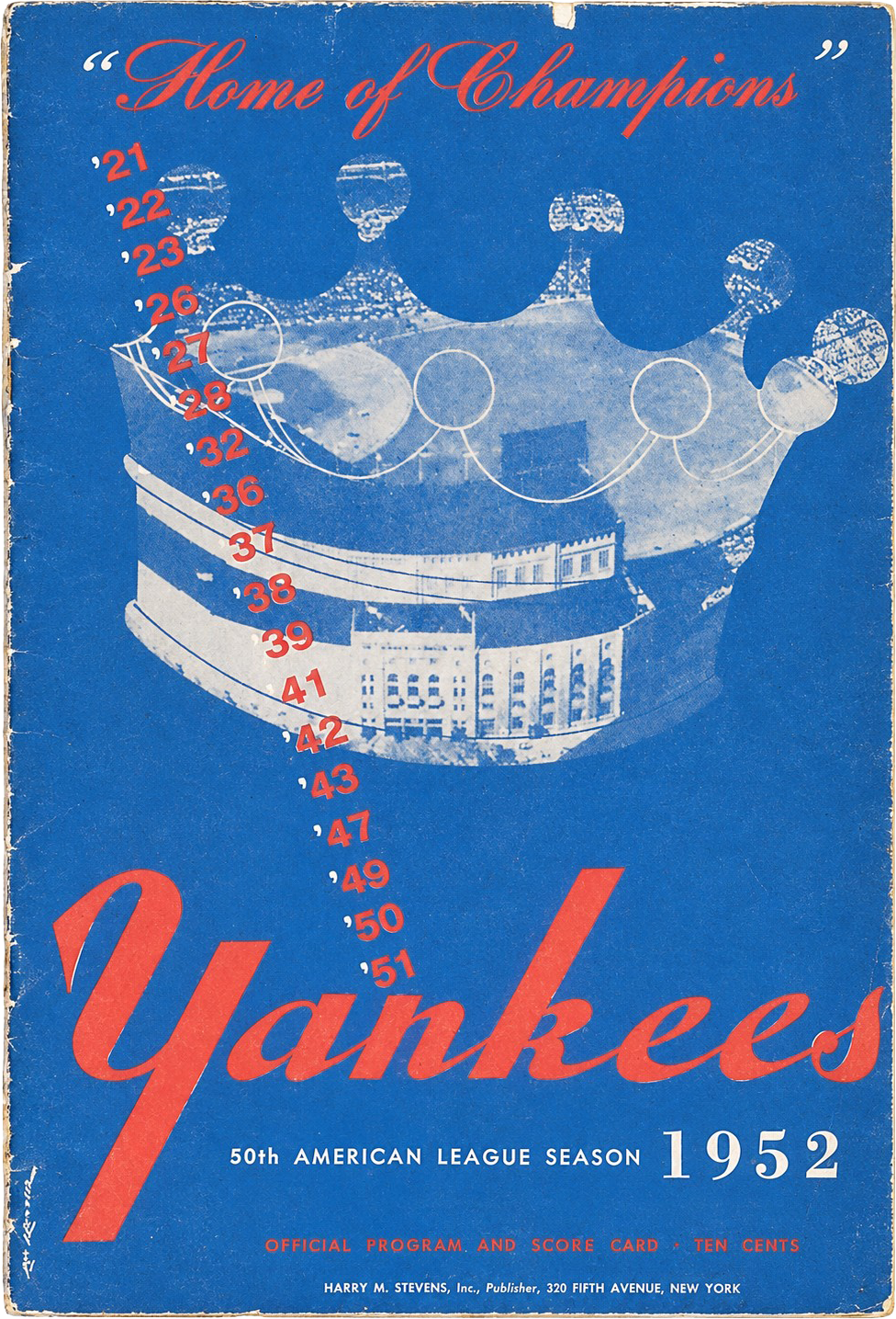 1952 New York Yankees “Home of Champions” program cover.
