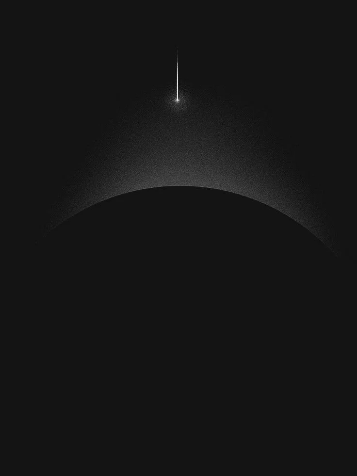 A rocket’s exhaust trail rising over the curve of the Earth at night: reference for the starfield and launch mood.