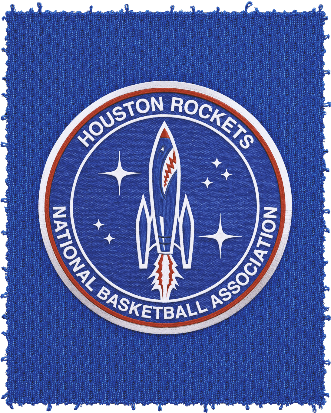 Tackle twill mission patch: a Houston Rockets rocket with stars, circled by “Houston Rockets · National Basketball Association.”