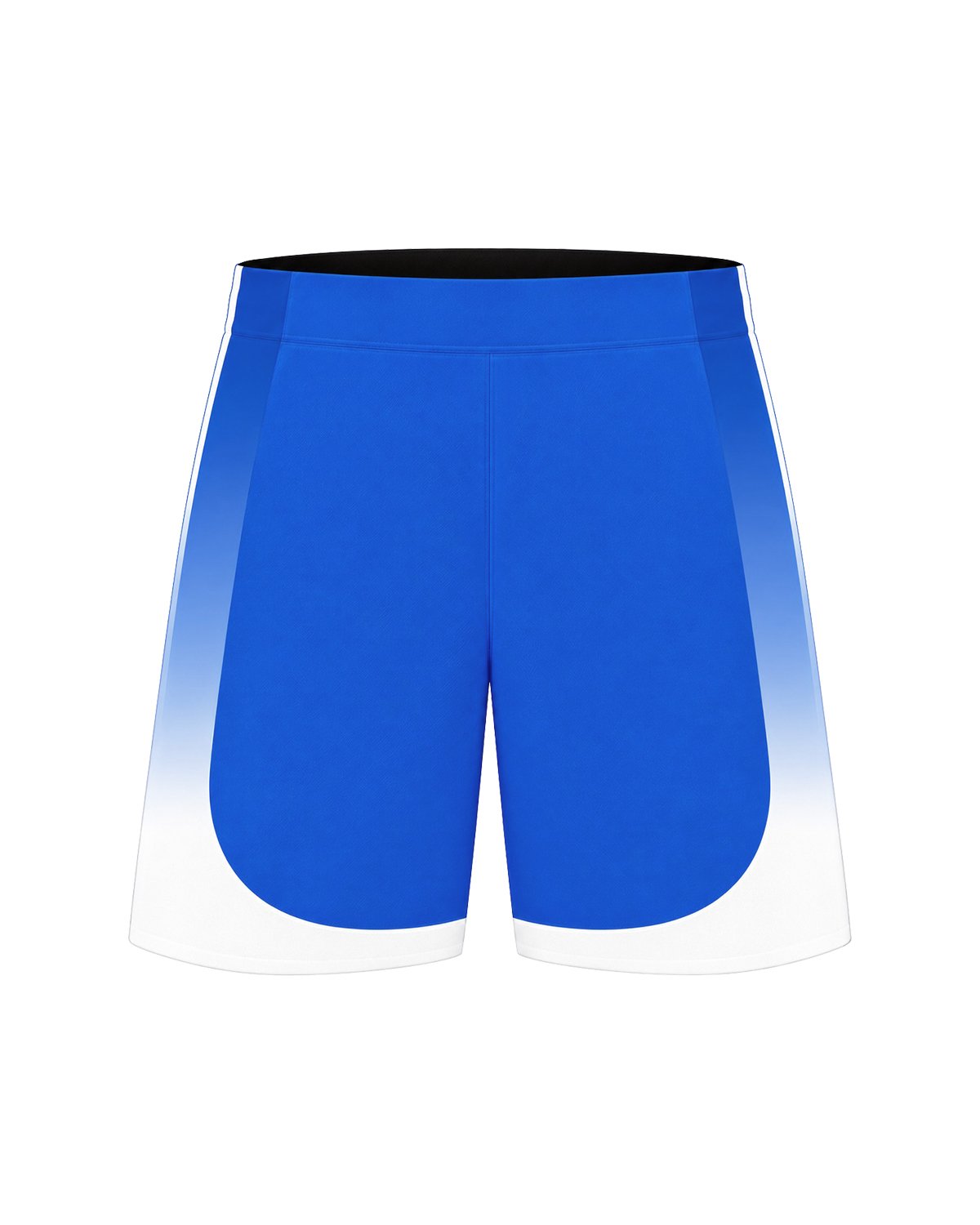 Back of the royal-blue Launch Kit shorts, with side panels fading to white at the hem.