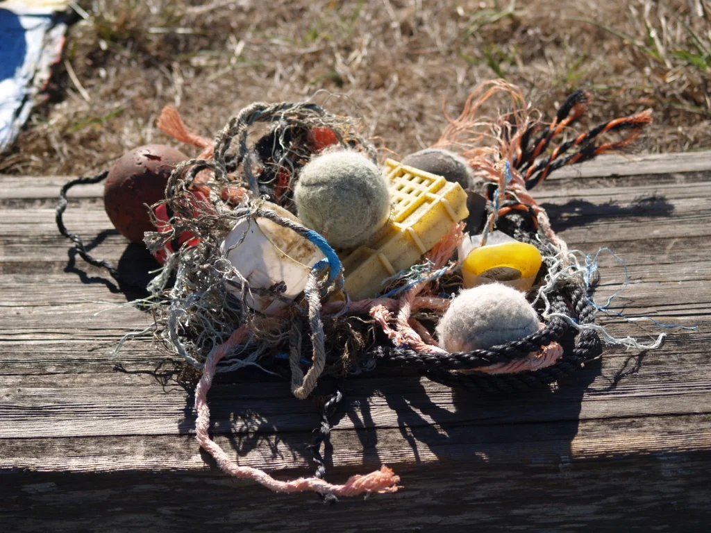Marine debris collected by EAC and volunteers, which was re-purposed for an art show 2015-2016