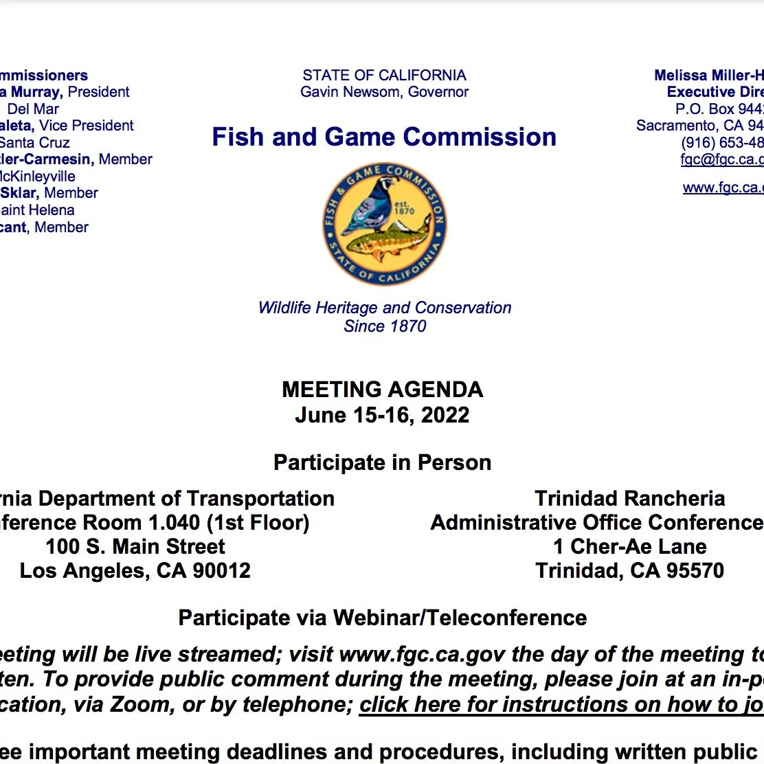 Fish and Game Commission meeting