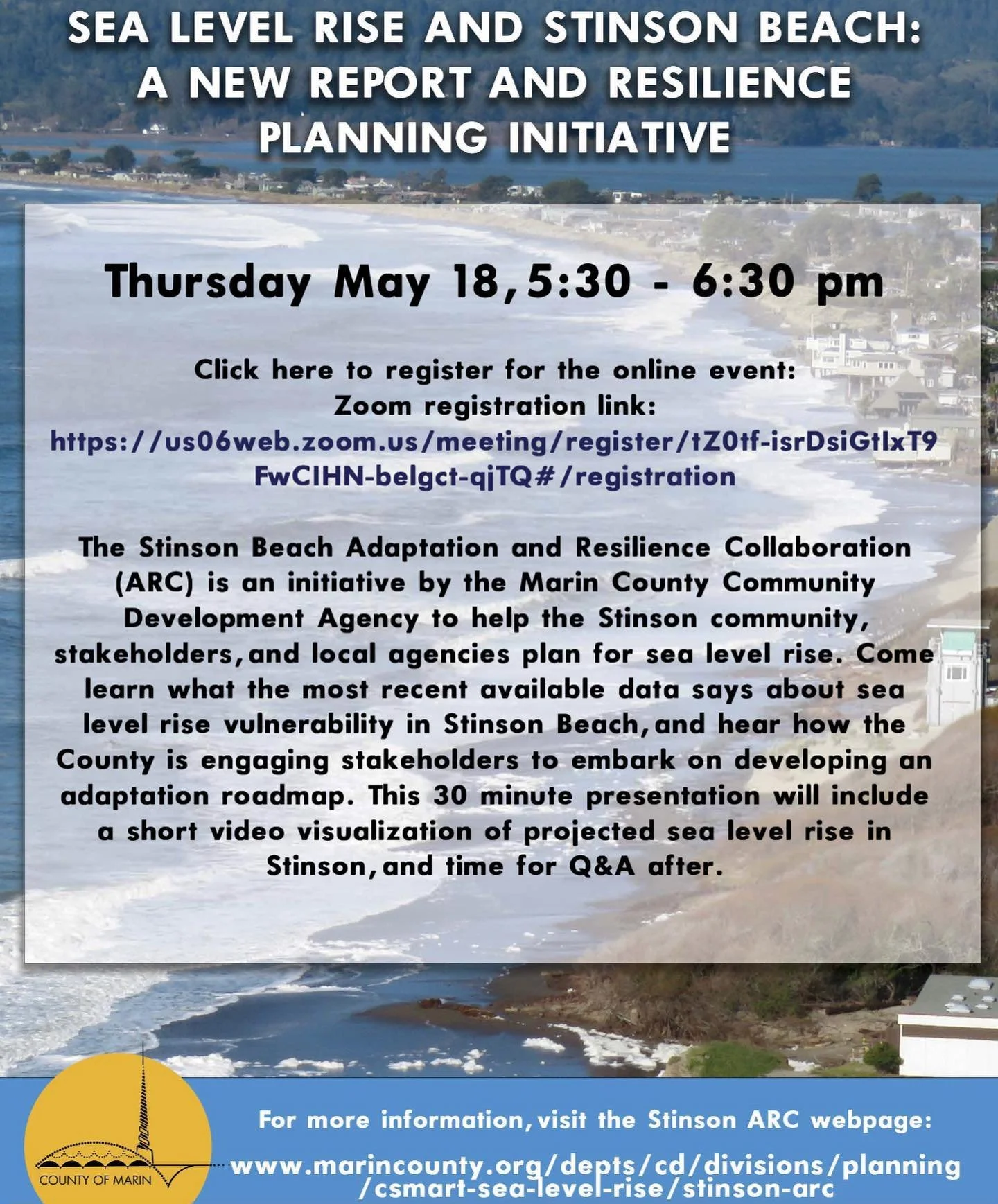 Marin County Stinson ARC presentation on Stinson sea level rise vulnerability report 