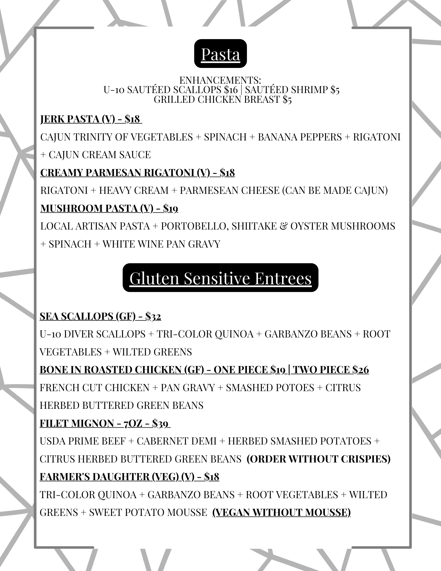 Dinner Menu — The Table