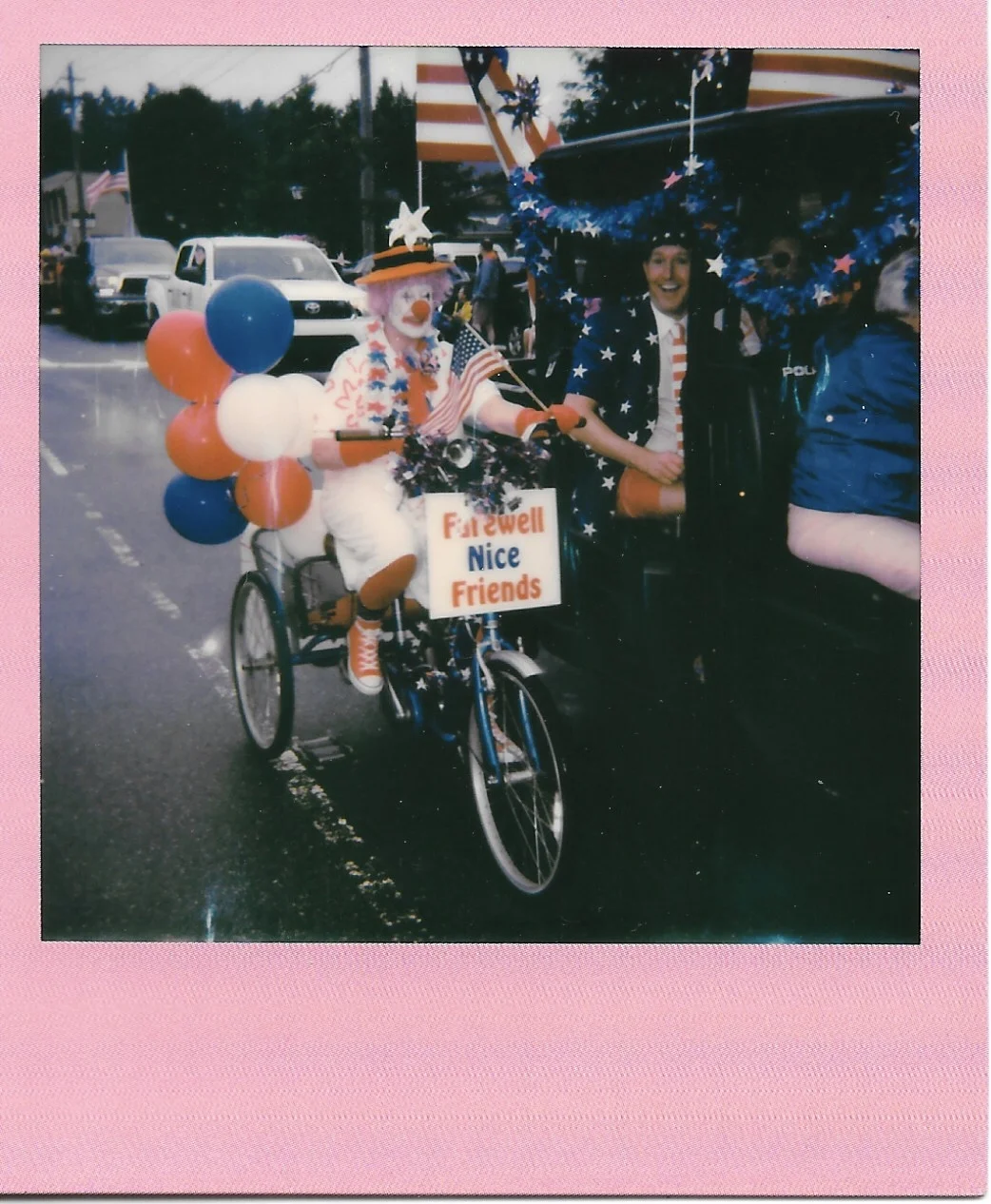4th of July Parade in downtown Blowing Rock, N.C., 2018 (Polaroid). It was the clown's last year in the parade.