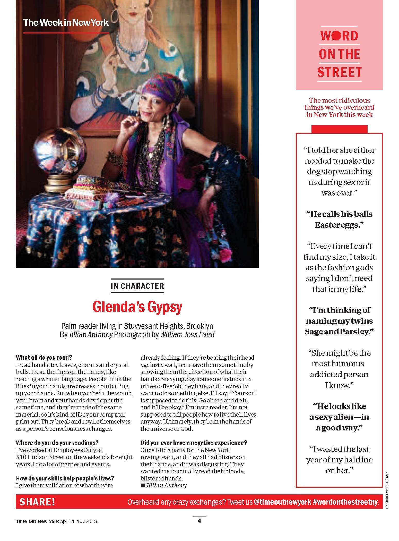 Time Out New York: In Character Column