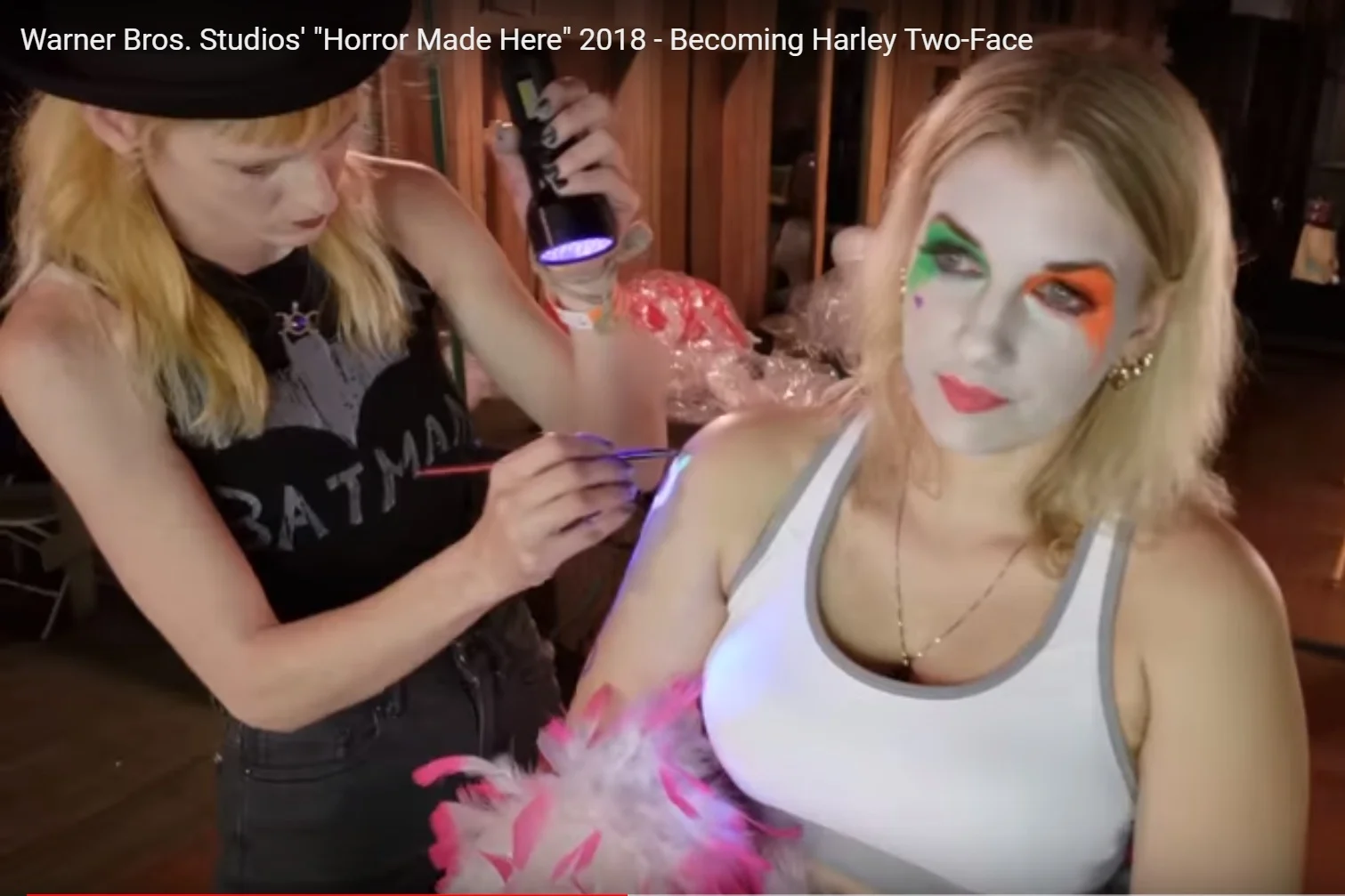 “Warner Bros. Studios ‘Horror Made Here’ 2018- Becoming Harley Two-Faced Warner Bros: Horror Made Here, 2018 Production: Warner Bros Studio Tour Hollywood Makeup Dept. Head: David Woodruff Actress: Jennifer Velasco