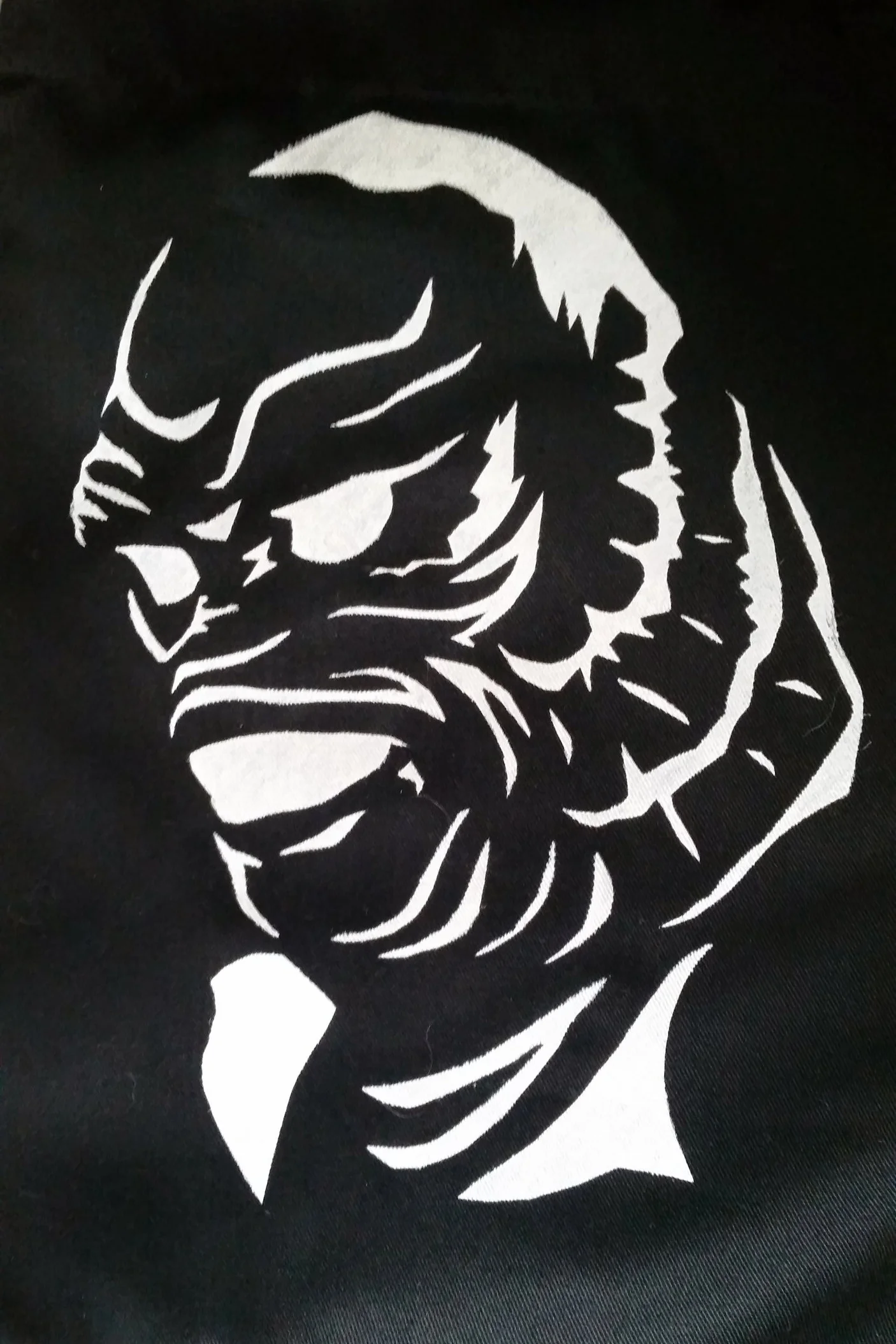 Creature, 2015 Stencil, acrylic on canvas apron